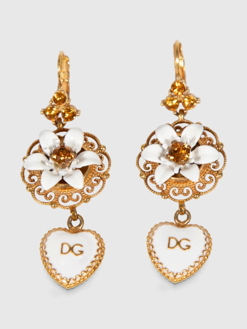 Floral Heart Drop Earrings