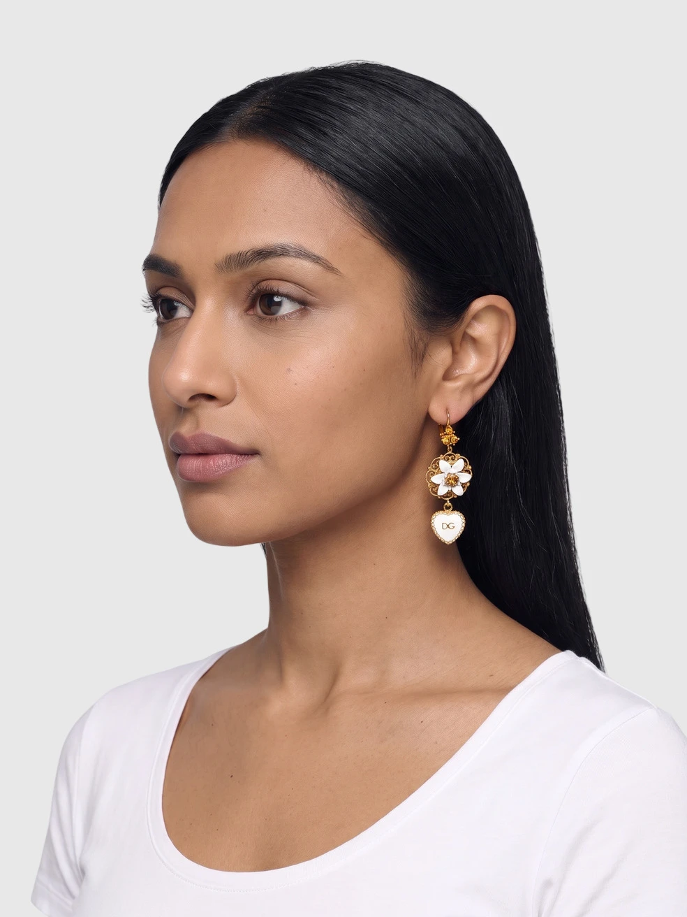 Floral Heart Drop Earrings