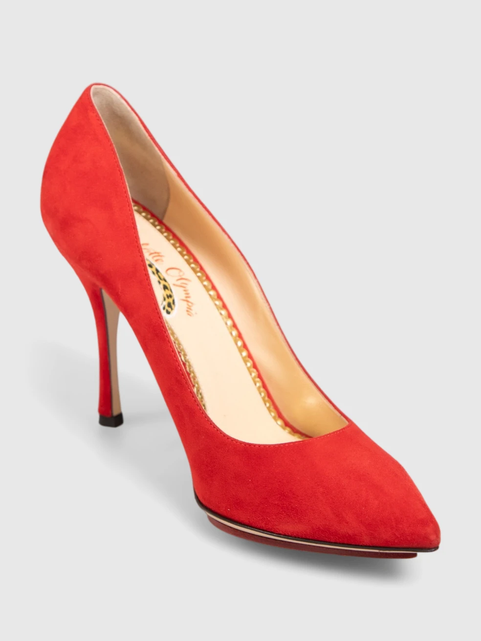 Red Suede Spider Embroidered Pumps