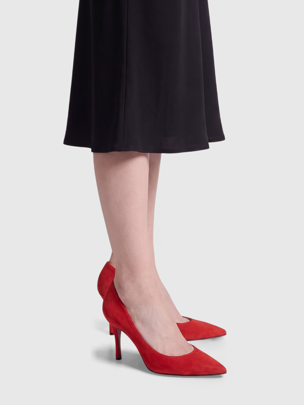 Red Suede Spider Embroidered Pumps