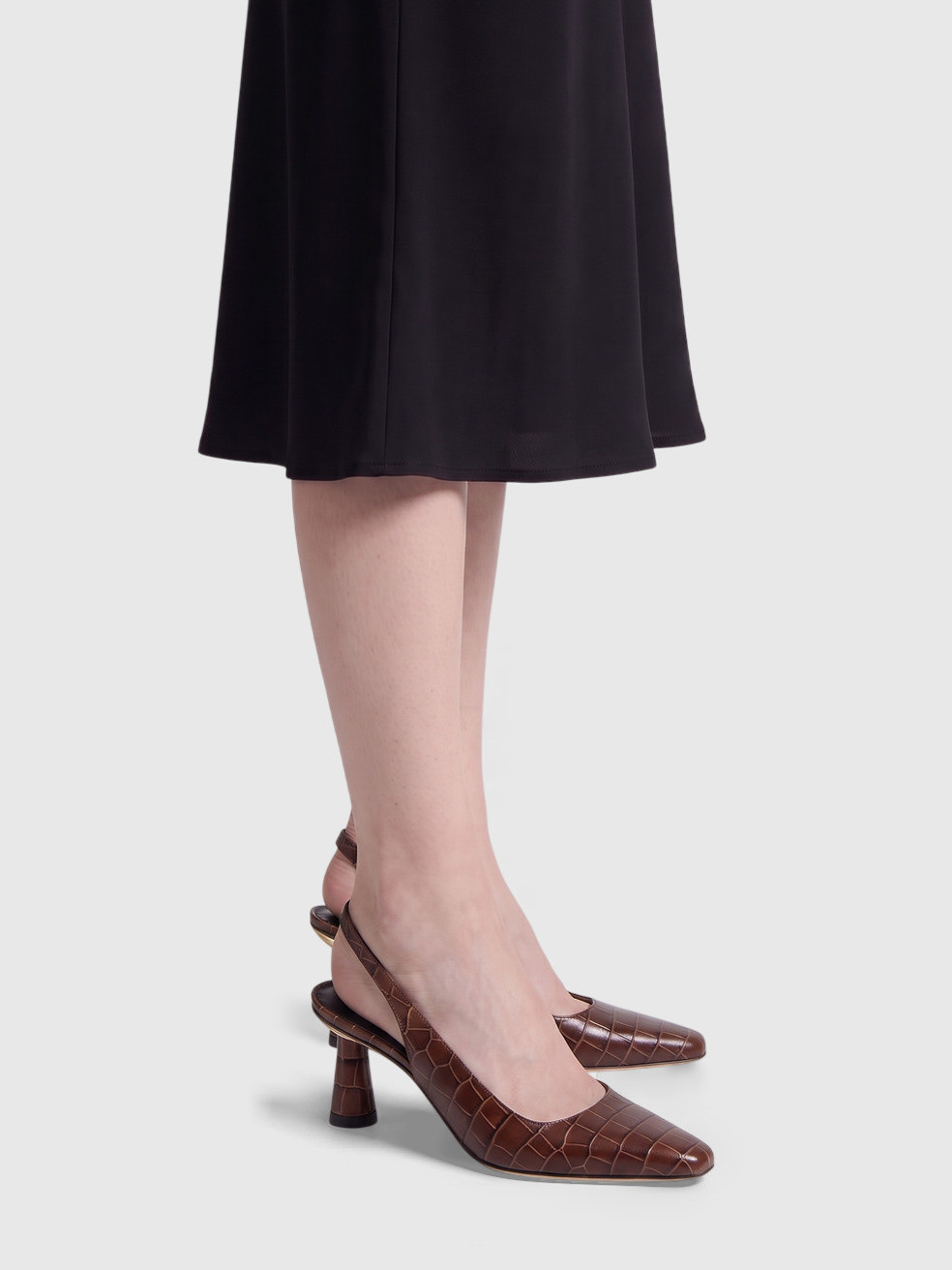 Nutella Croco Embossed Diana Heels