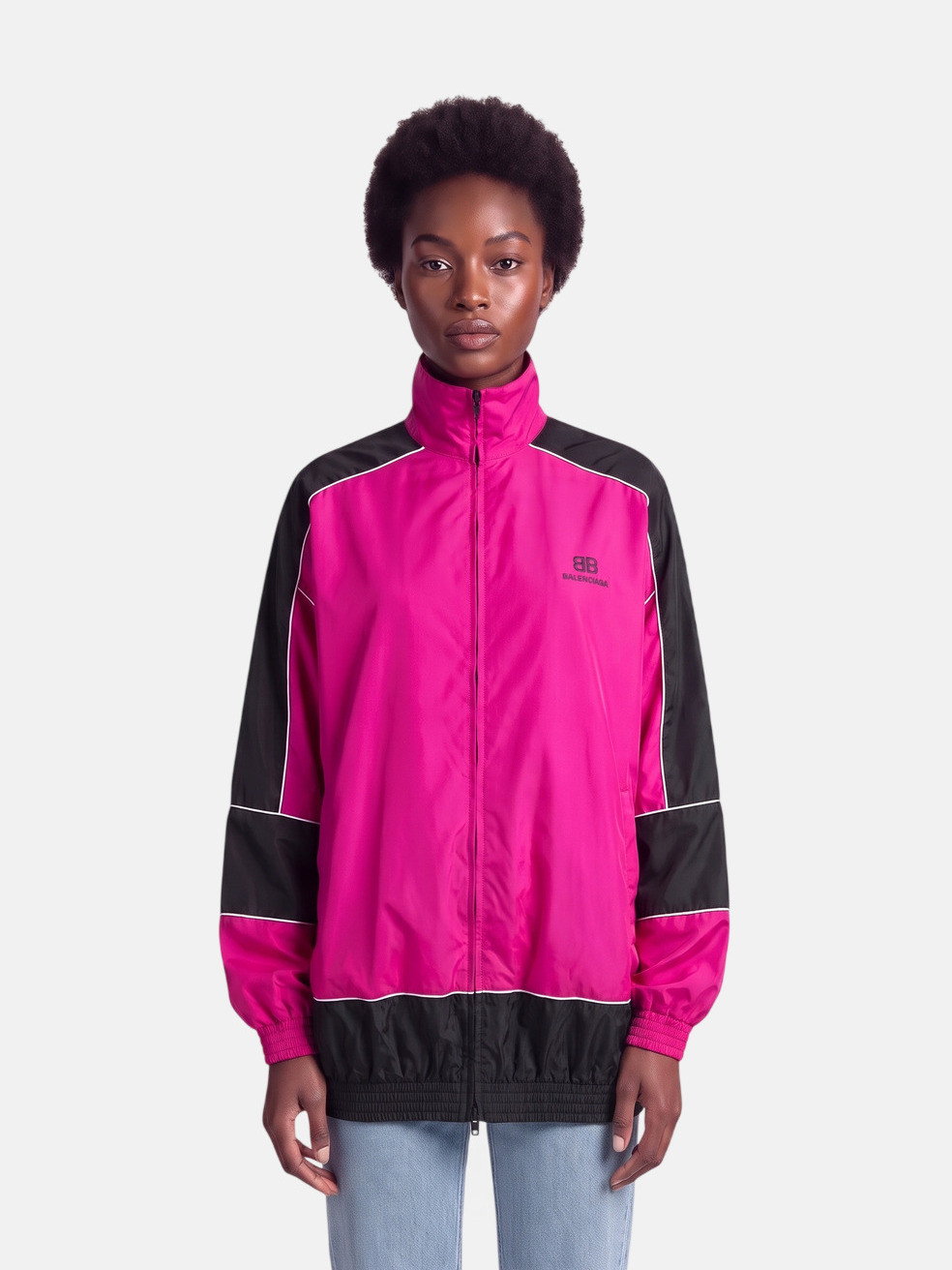 Fuchsia & Black Windbreaker Jacket