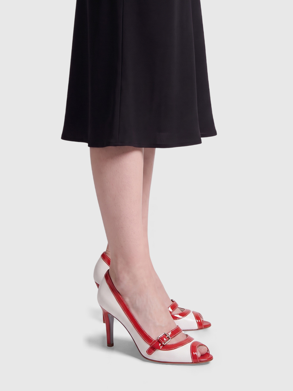 White & Red Leather Heels