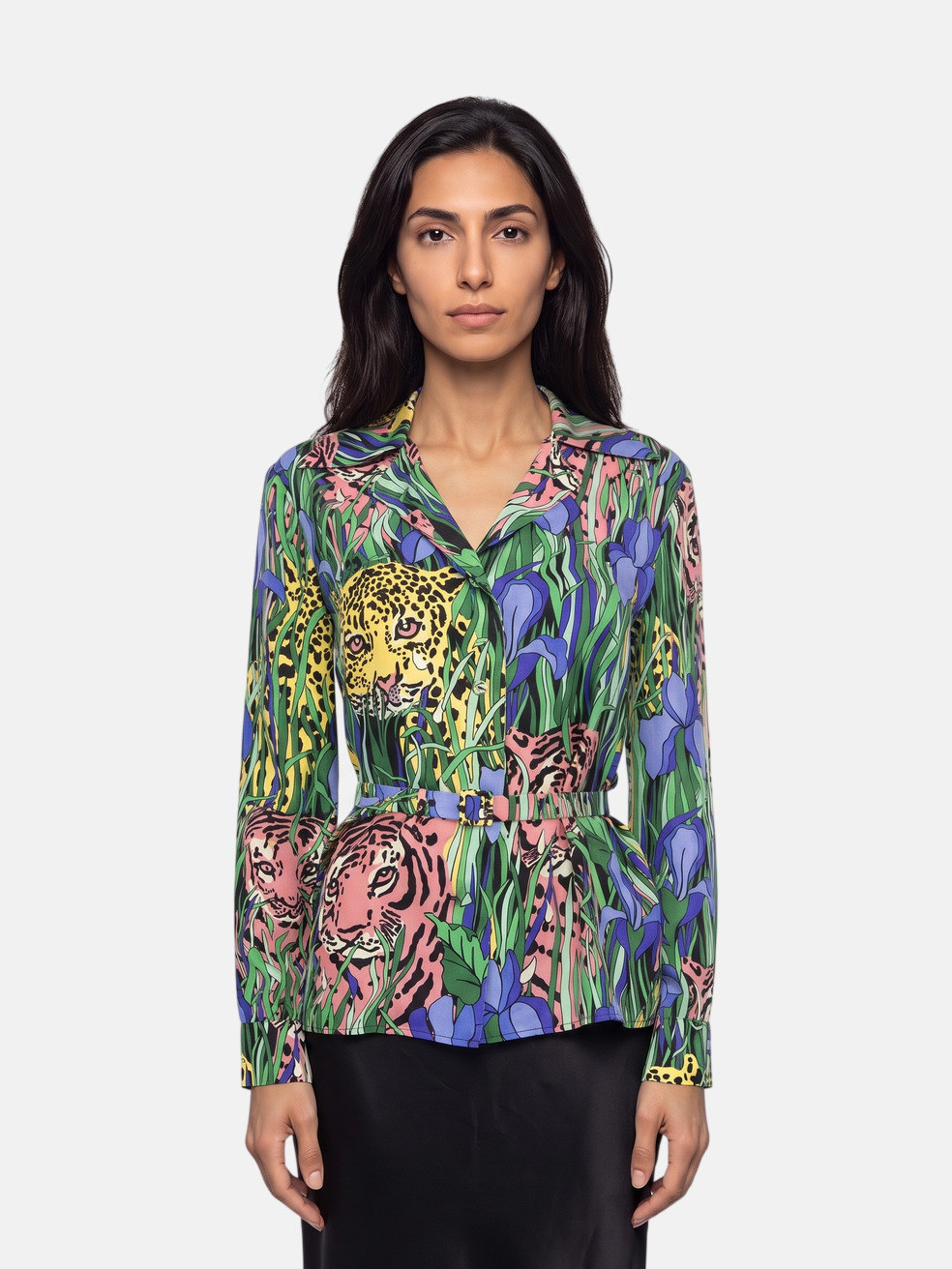 Leopard Pattern Silk Shirt