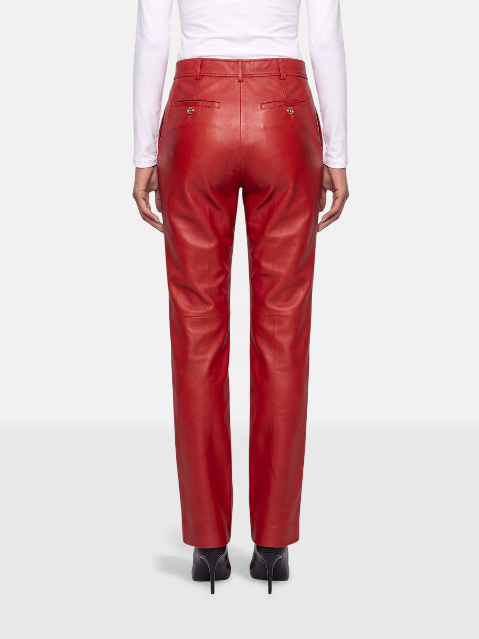 Fall 2020 Red Leather Wide Leg Trousers