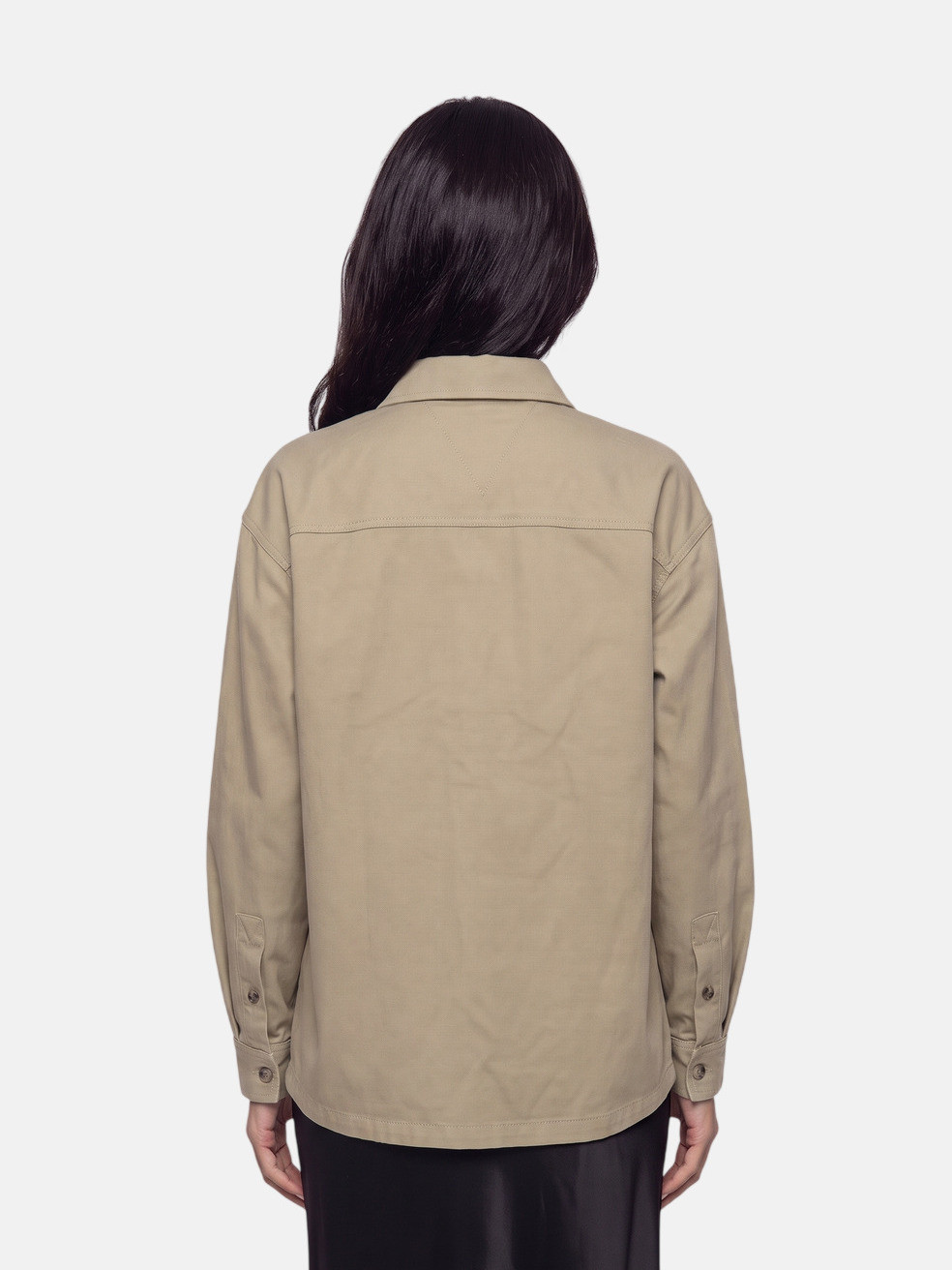Khaki Wool Gabardine Oversized Shirt
