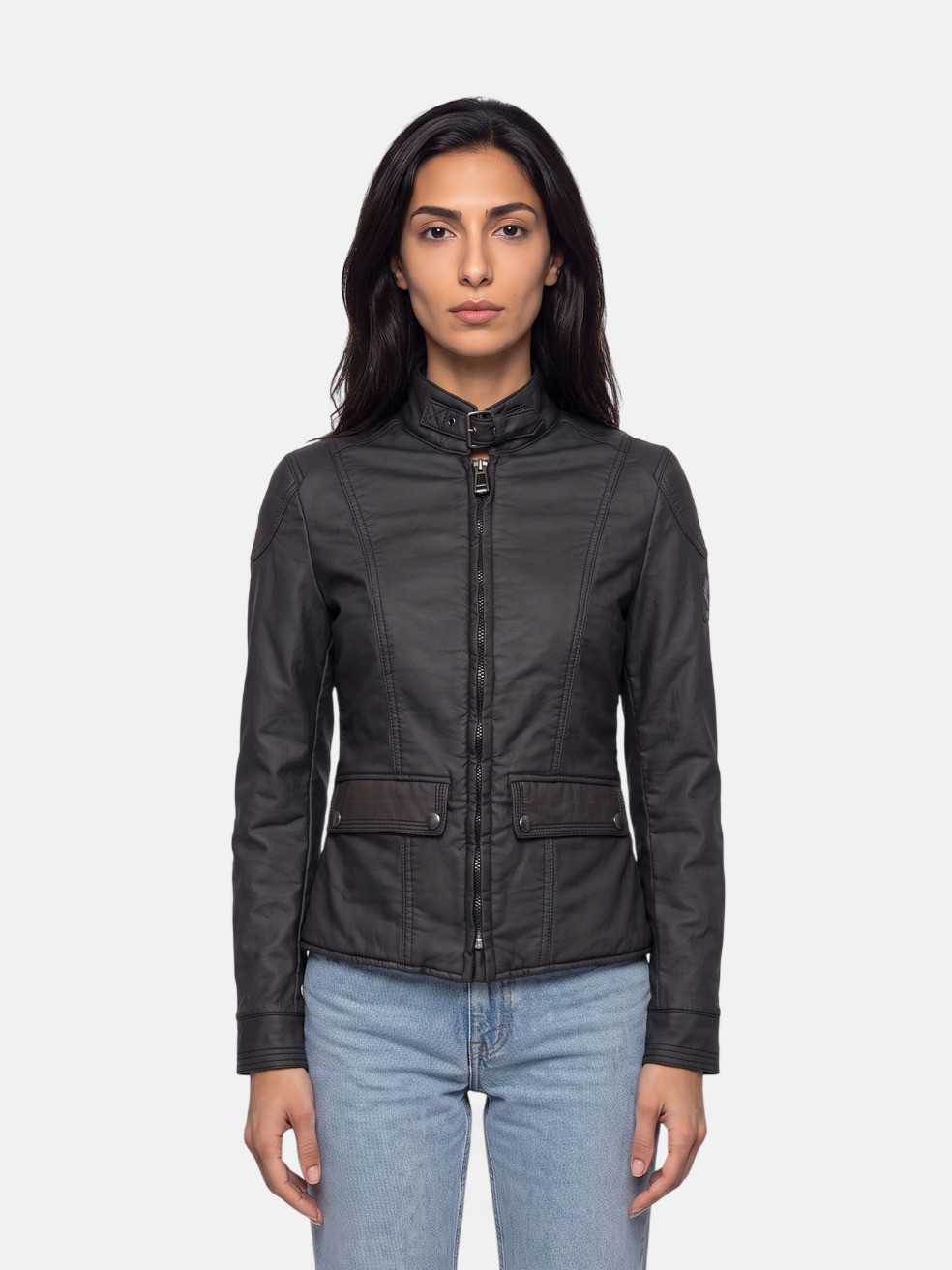 Black Blouson Biker Jacket