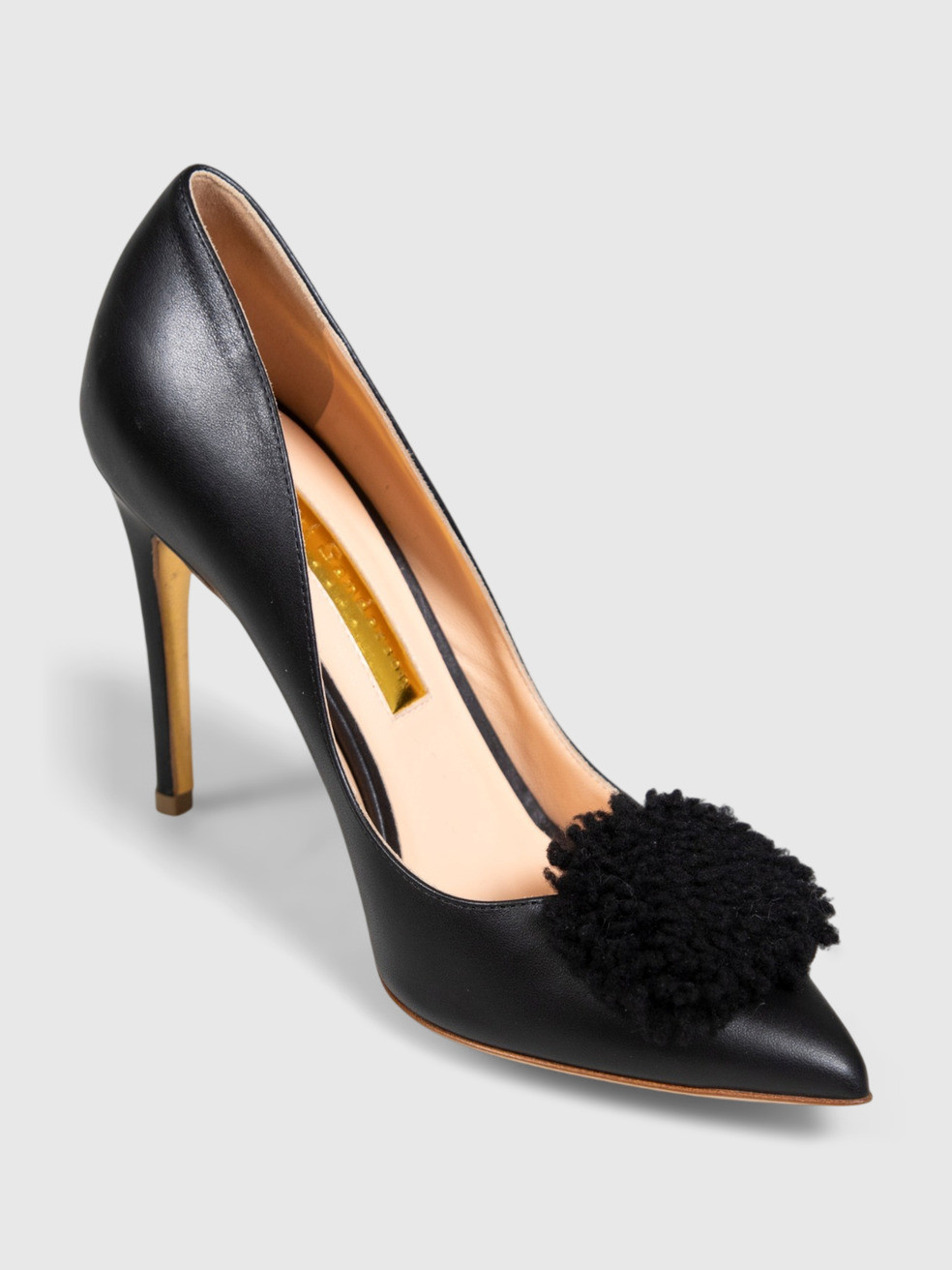 Black Leather Buckle Pumps