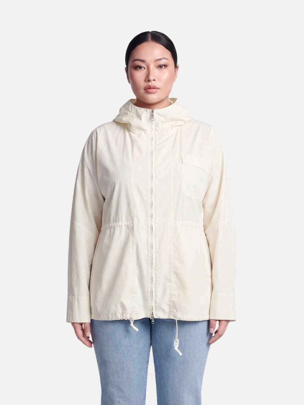 White Zip Up Hooded Jacket