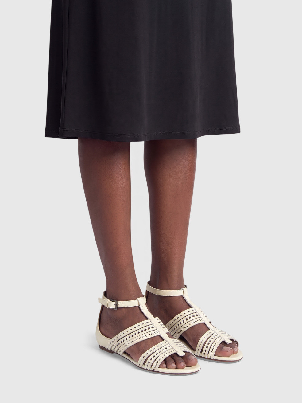 Yellow Patent Leather Perforated Sandals