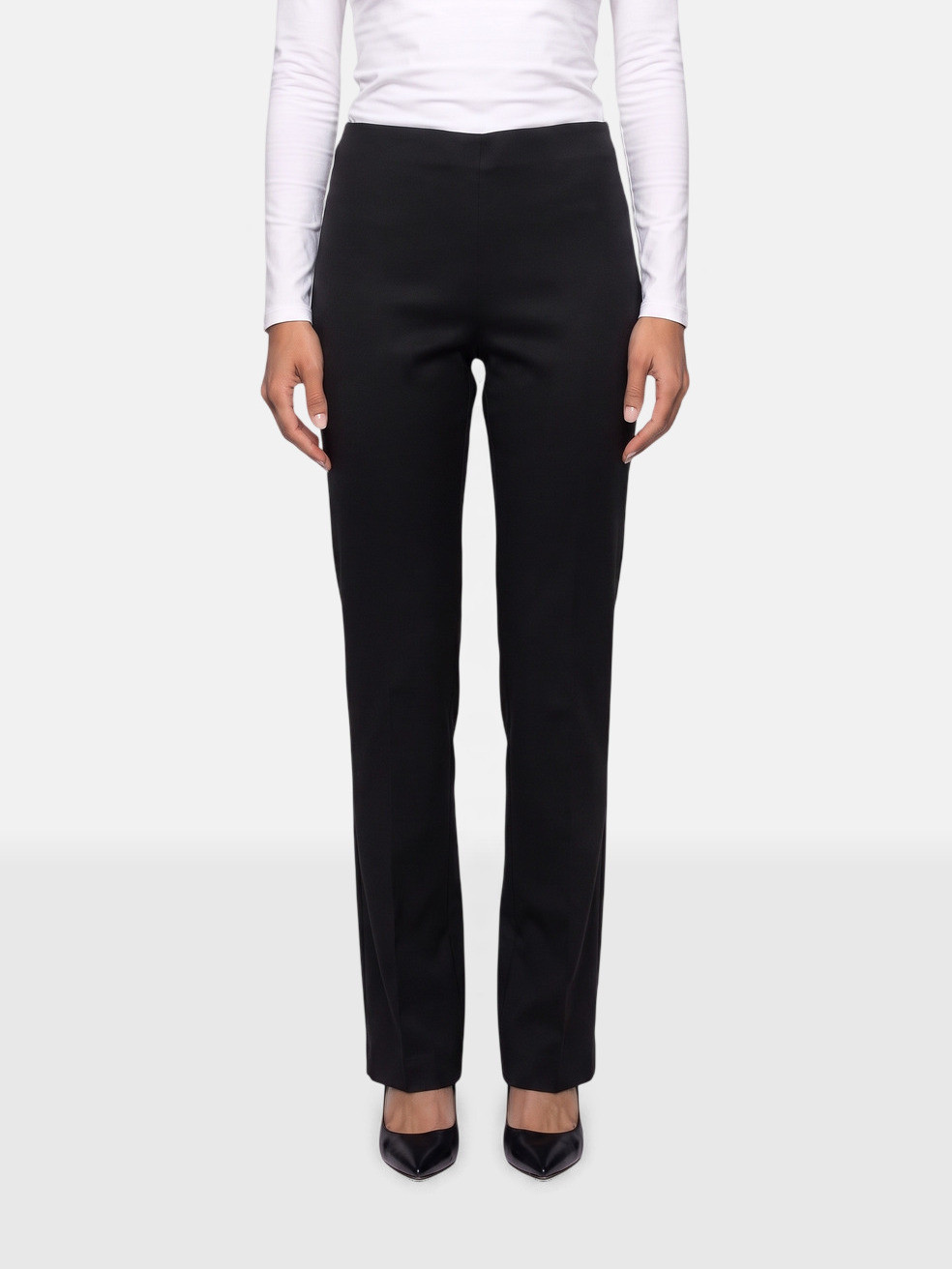 Black Silk Slim Trousers