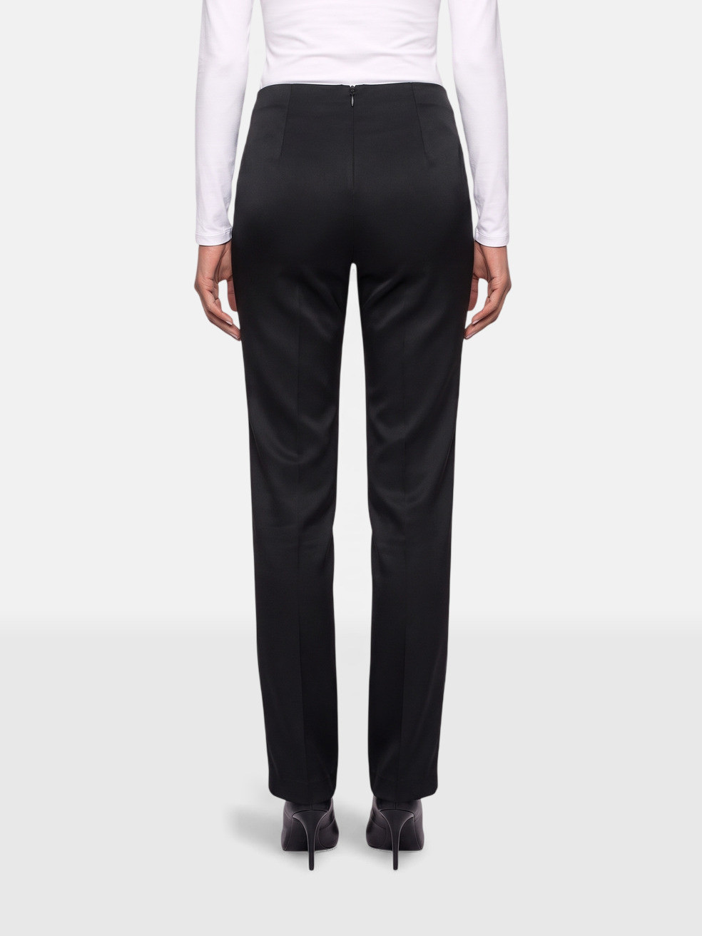 Black Silk Slim Trousers