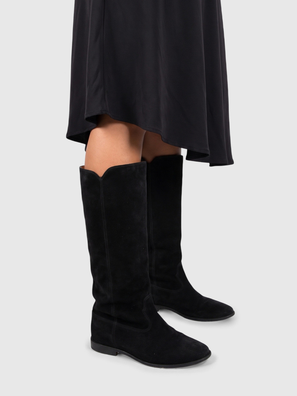 Black Suede Knee High Boots