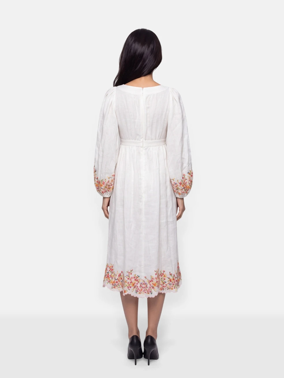 White Mae Floral Midi Dress