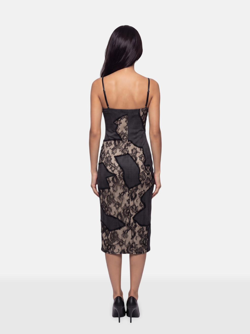Grey Silk Lace Trim Bustier Dress