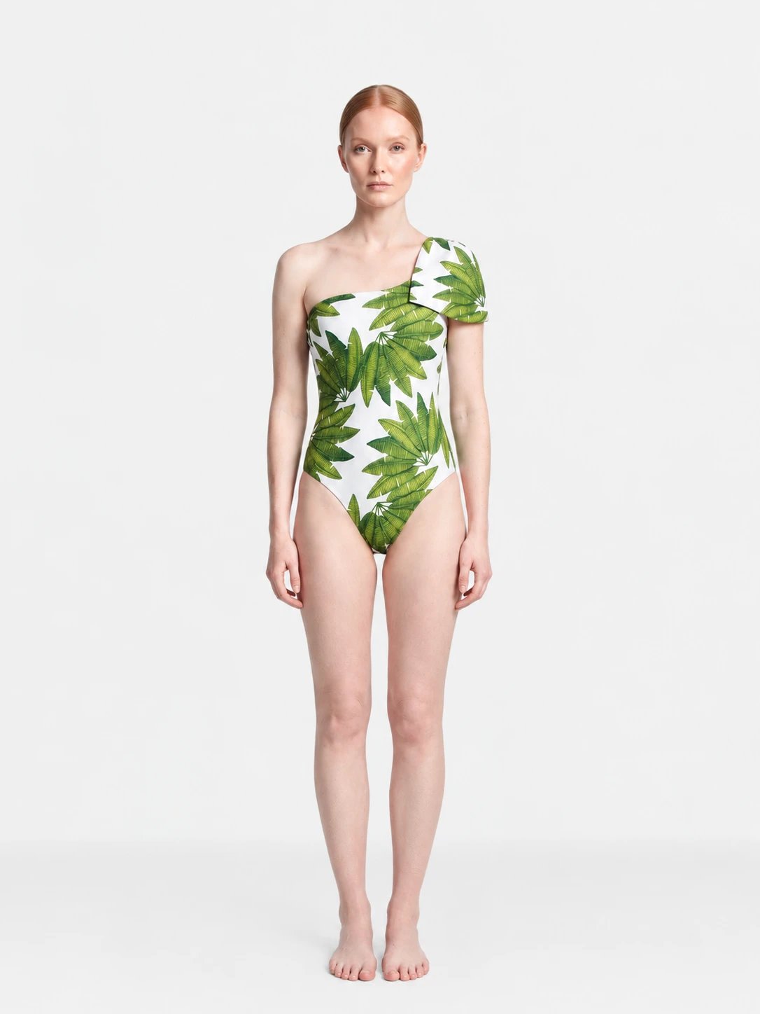 Palm Fan One Shoulder Swimsuit