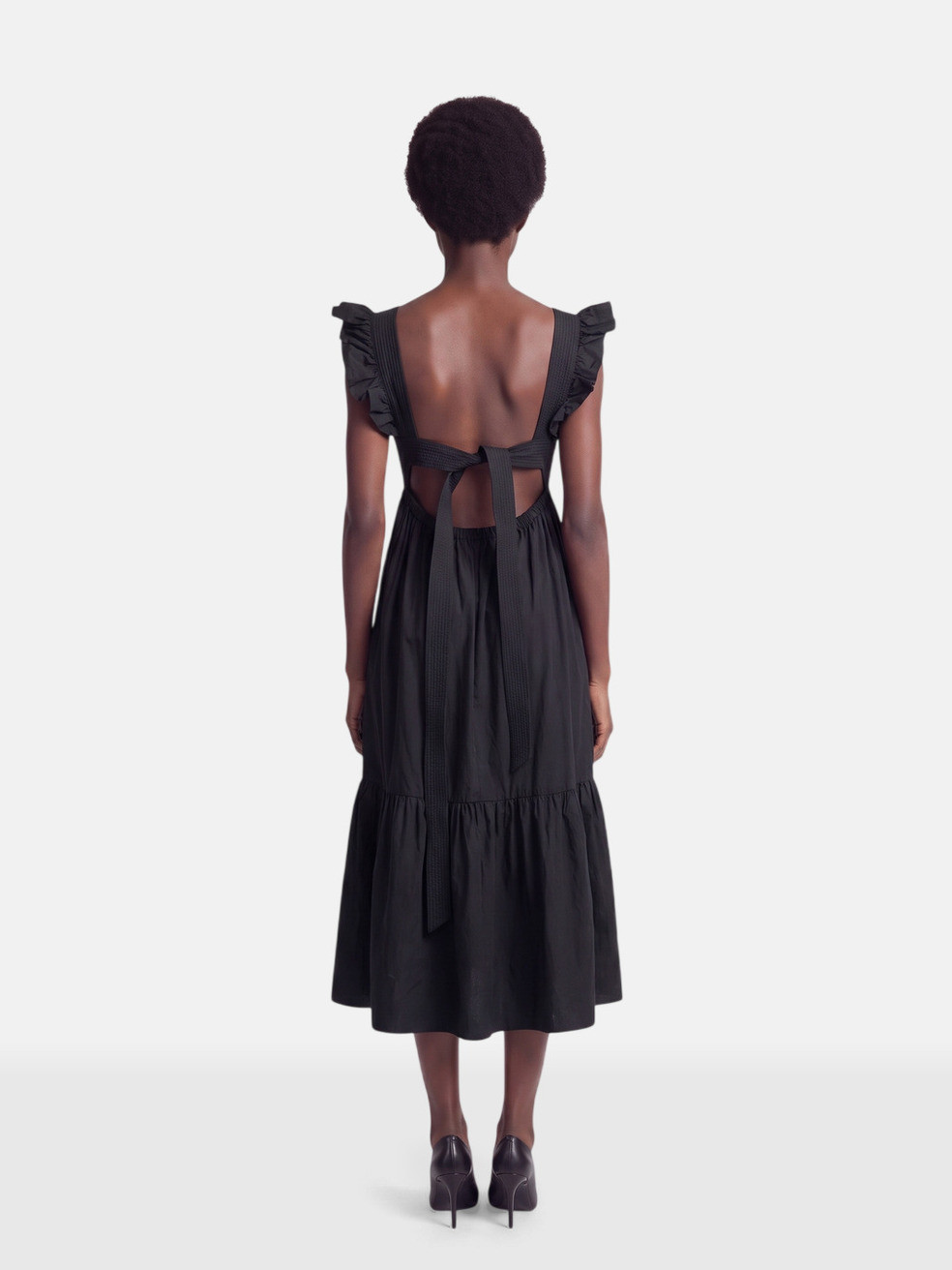 Black Poplin Midi Dress