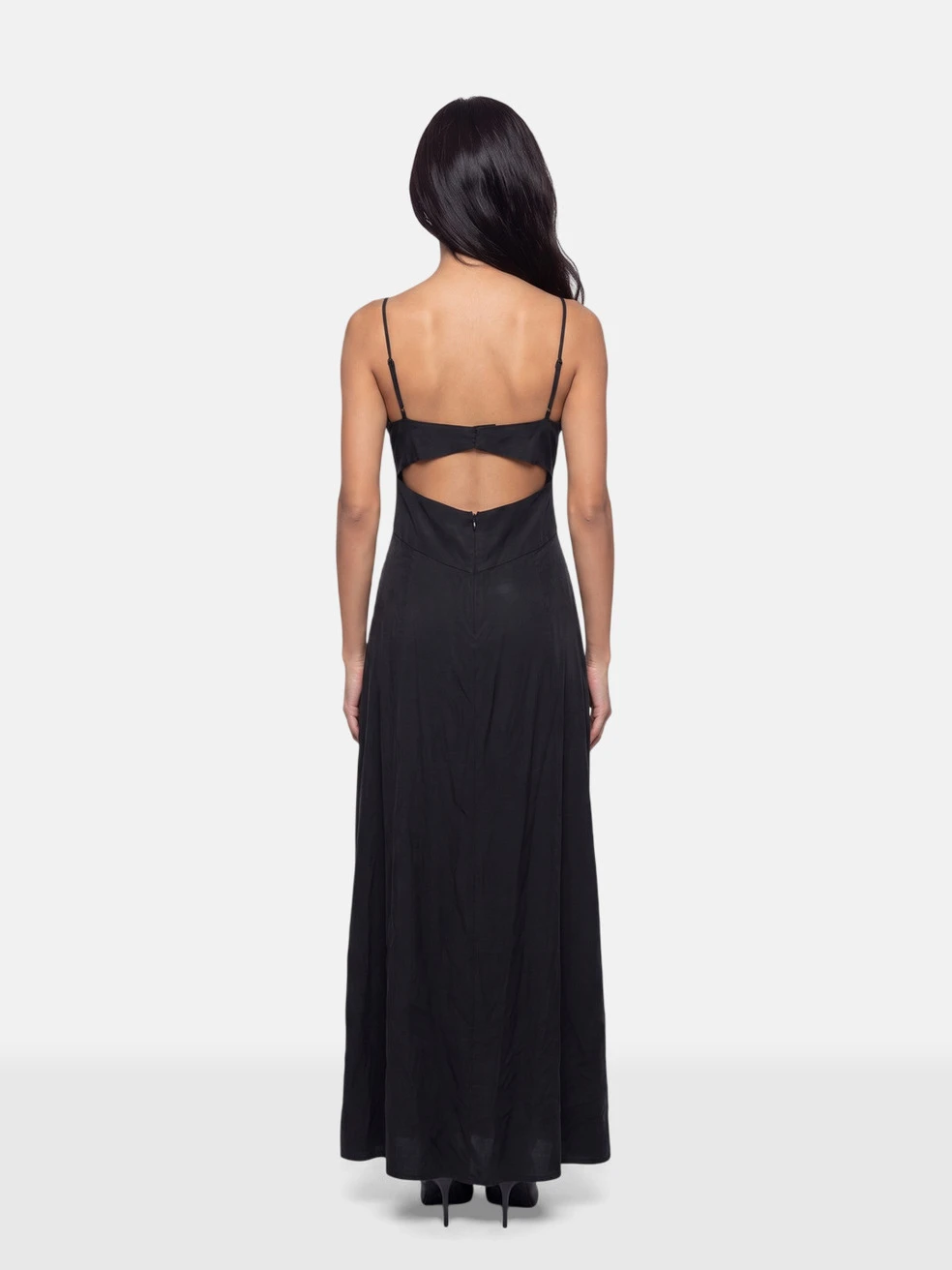 Black Silk Cut Out Maxi Dress