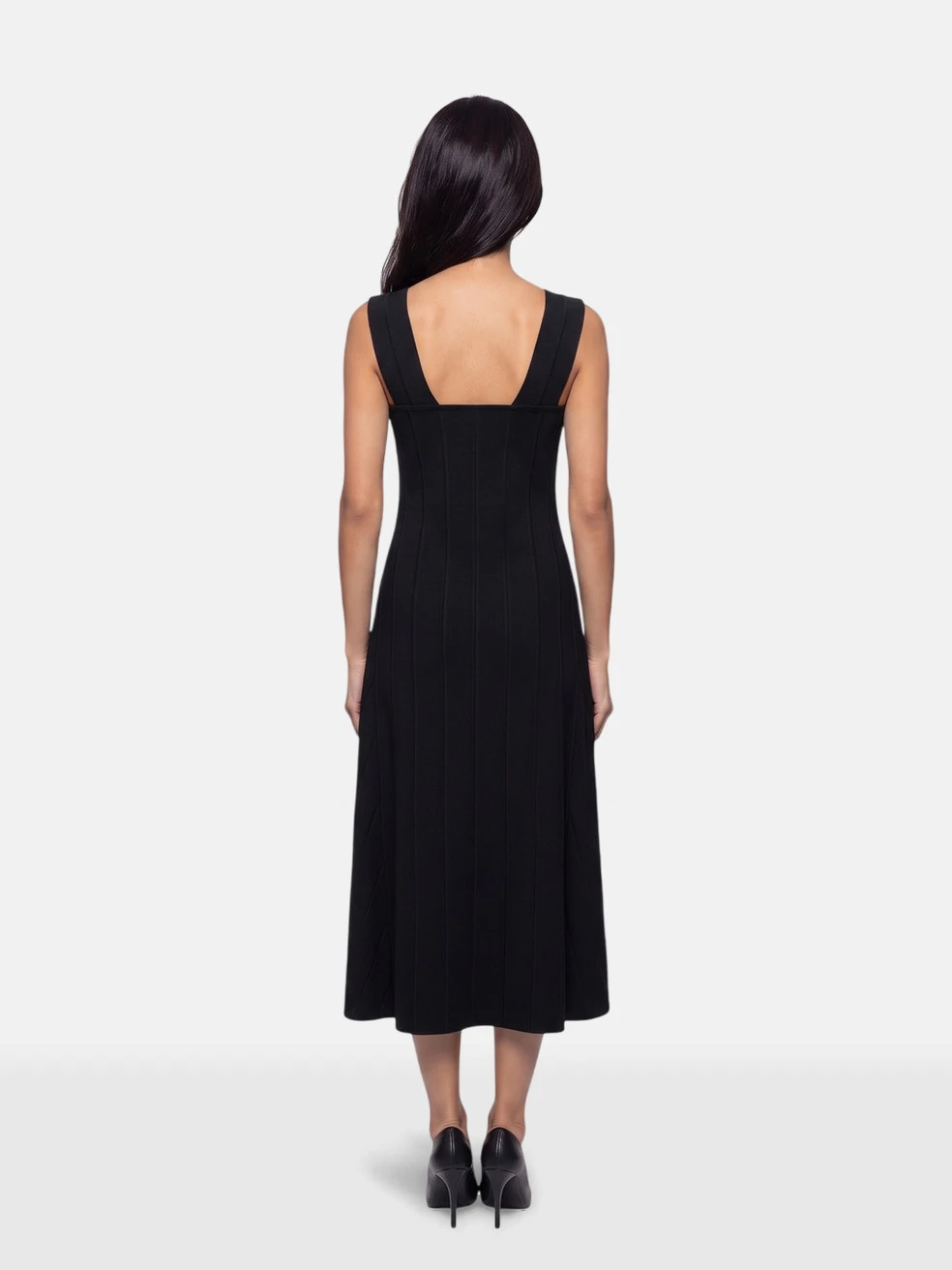 Black Ribbed Midi Dress