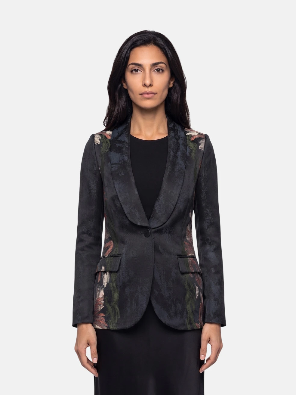 Black Abstract Embroidered Blazer