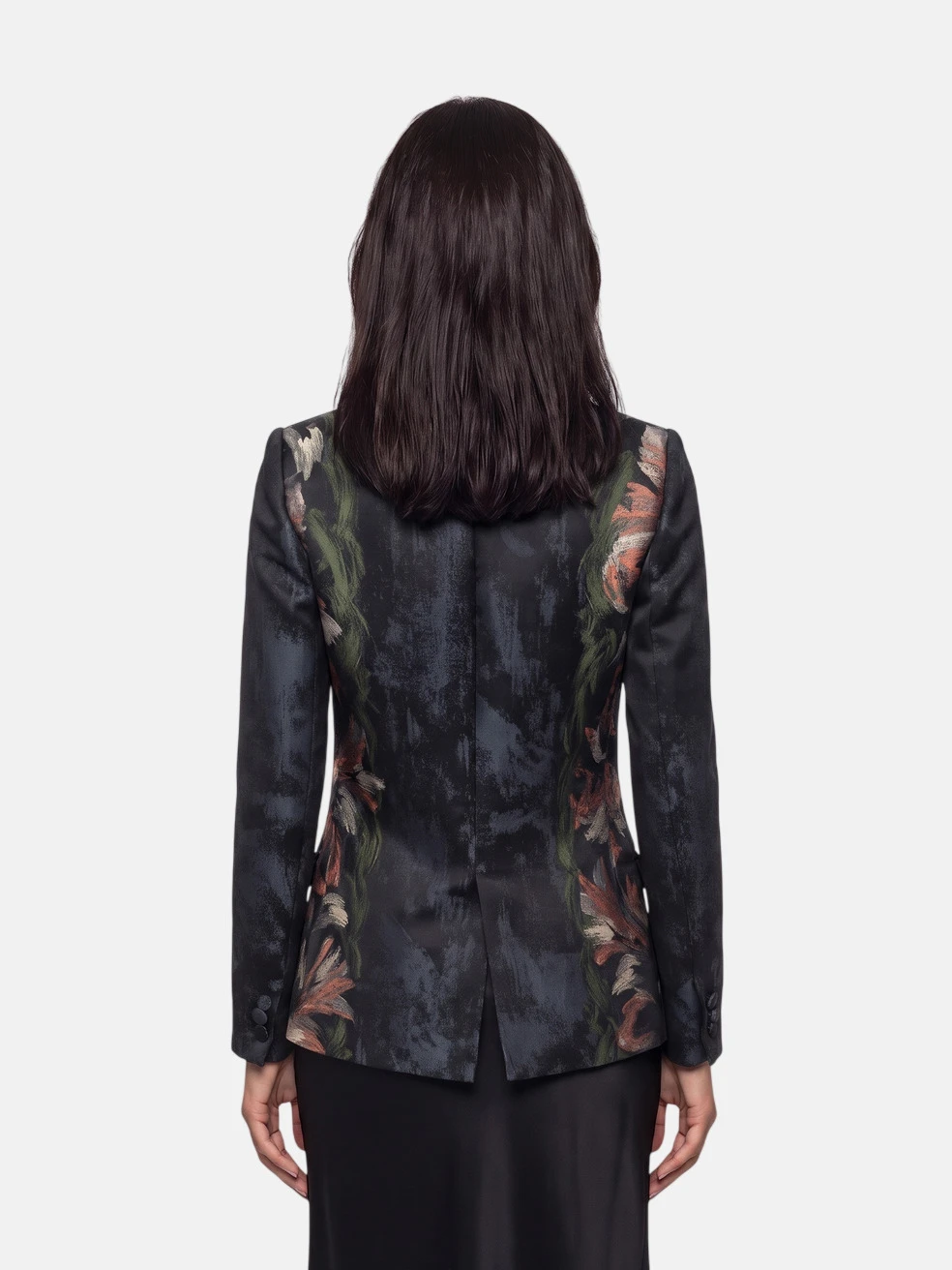 Black Abstract Embroidered Blazer