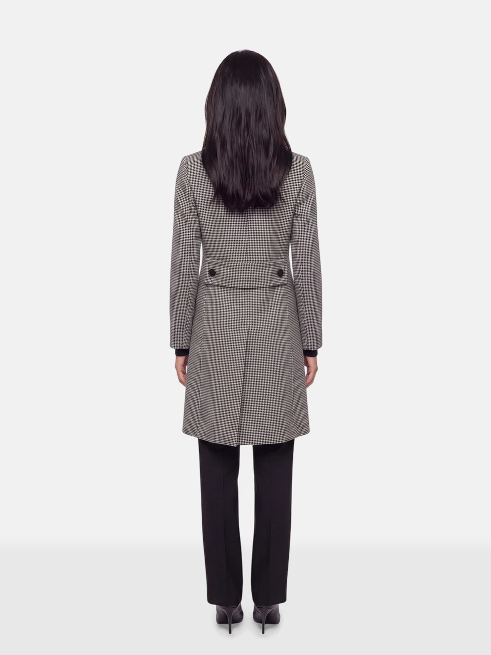 Grey Wool Houndstooth Coat