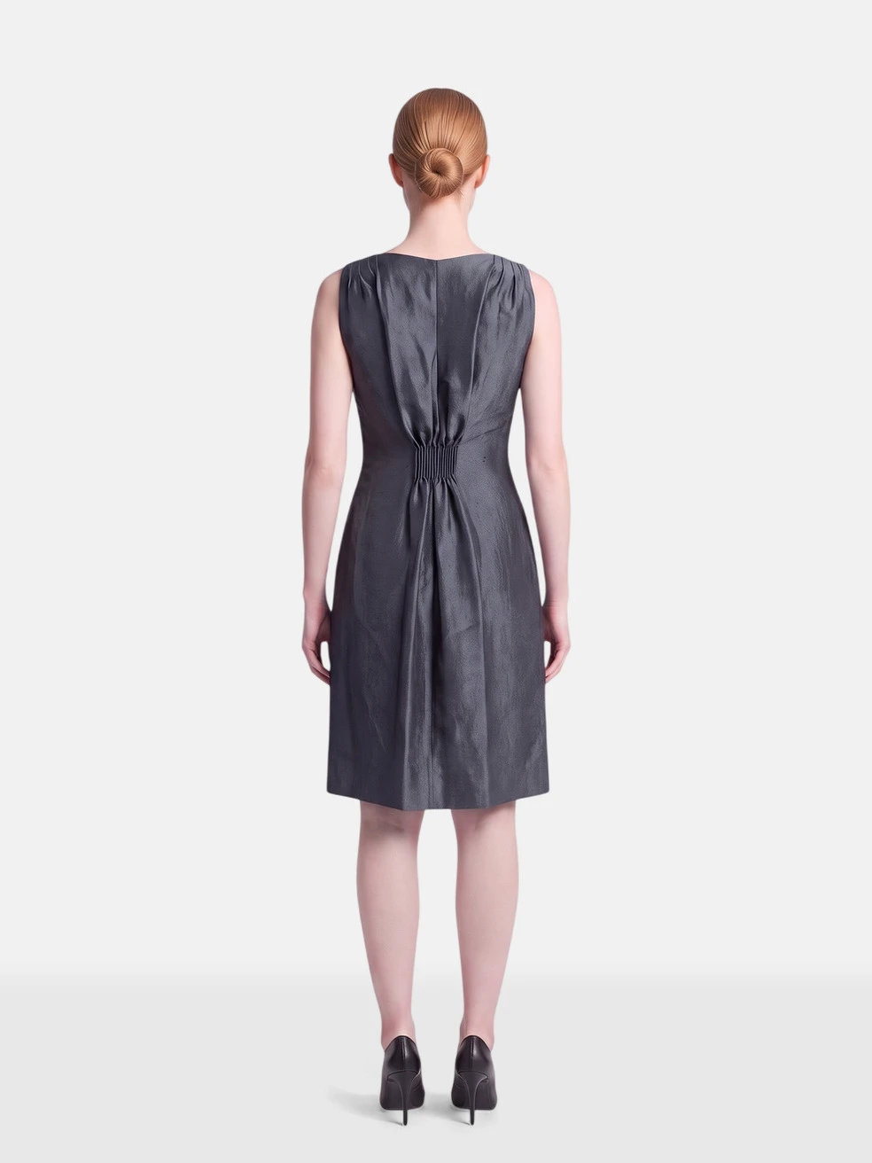 Navy Silk Bow Detail Dress