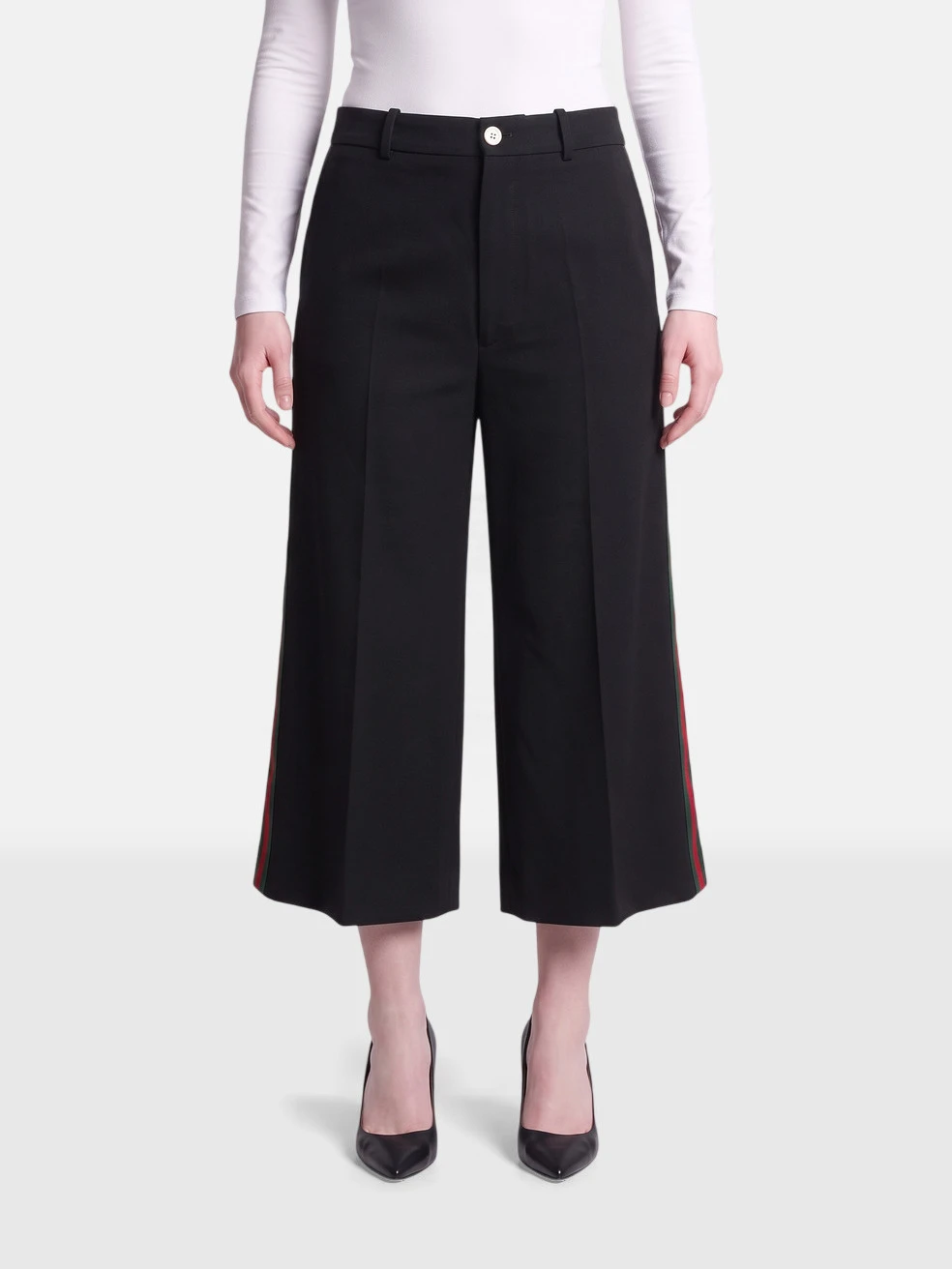 Black Web Stripe Trousers