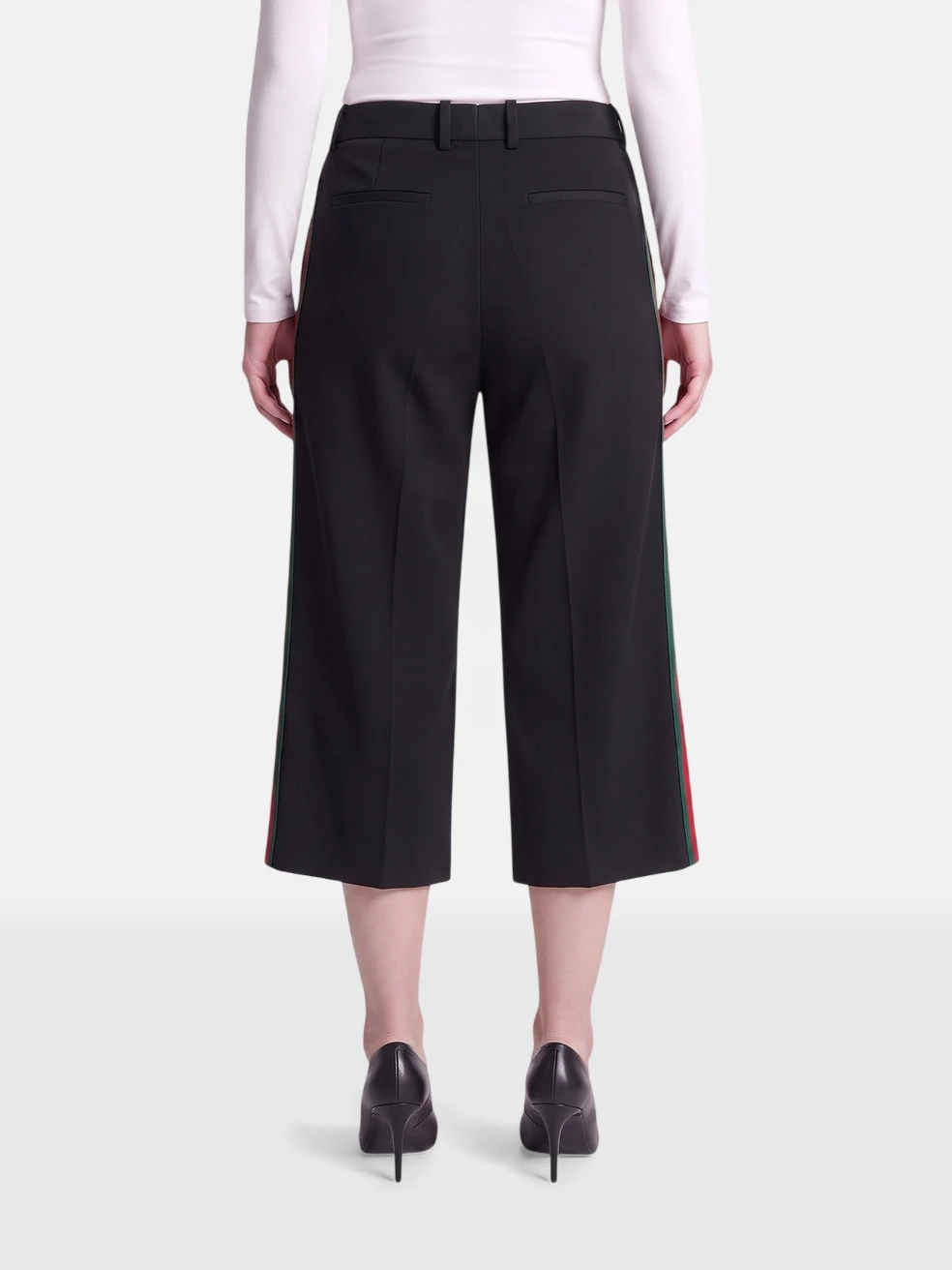 Black Web Stripe Trousers