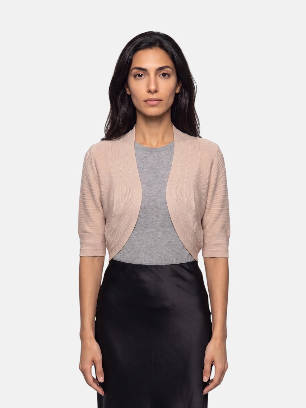 Beige Stretchy Crop Bolero