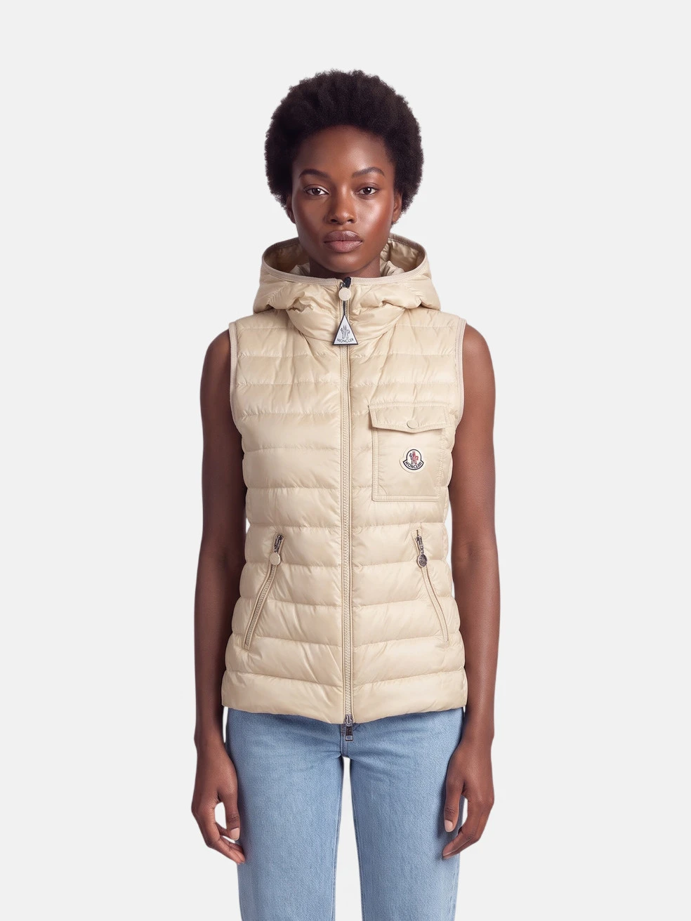Beige Glygos Hooded Gilet