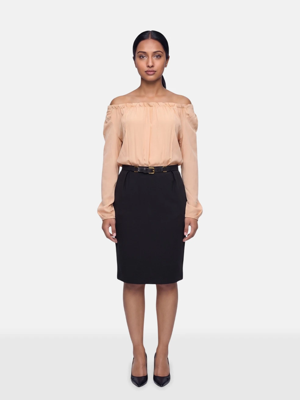 Two Toned Silk Knee Length Dress