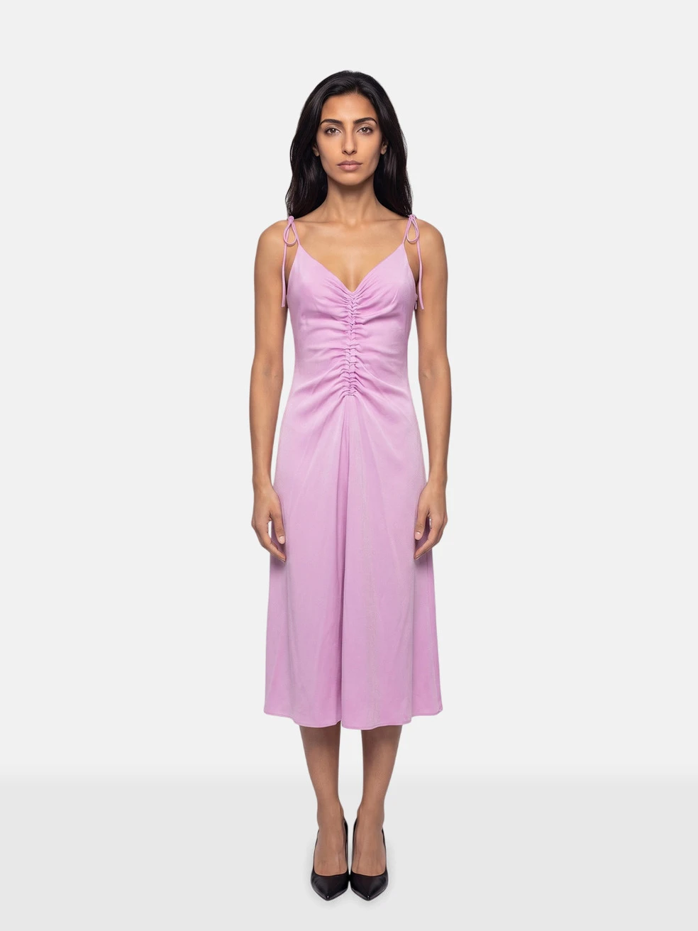 Purple Ruched Midi Dress