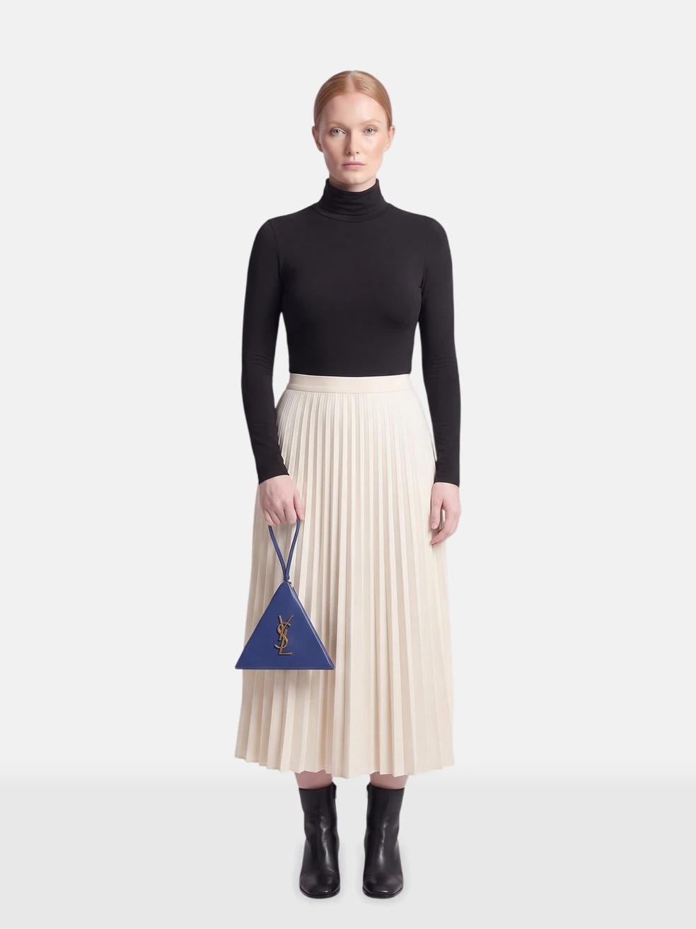 Blue Leather Pyramid Box Clutch