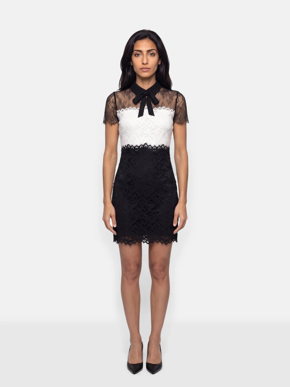 Two Tone Sheer Lace Dress