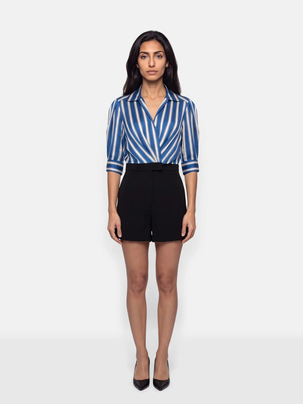 Blue & Black Striped Playsuit