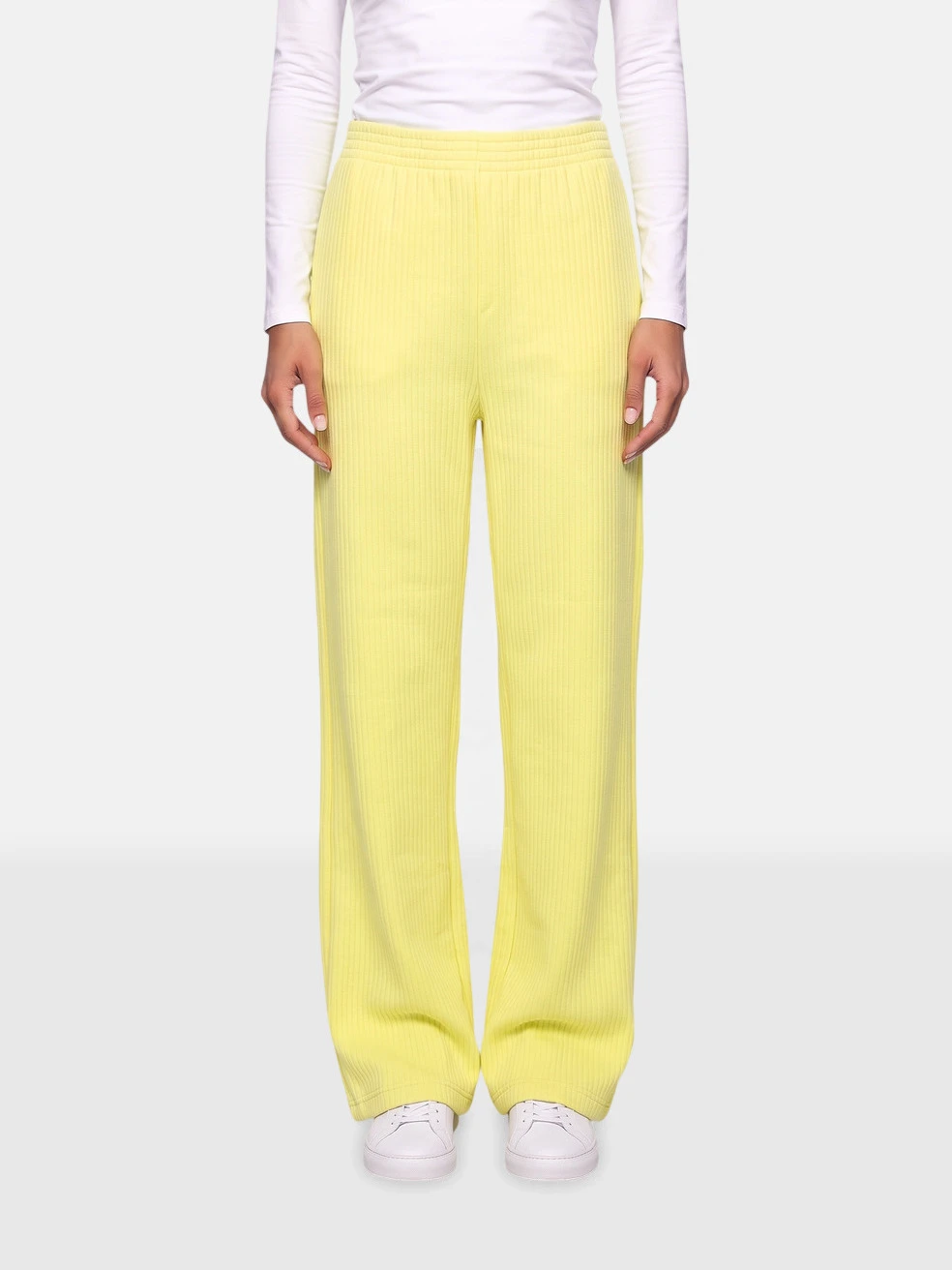 Neon Yellow Wide Leg Elasticated Joggers