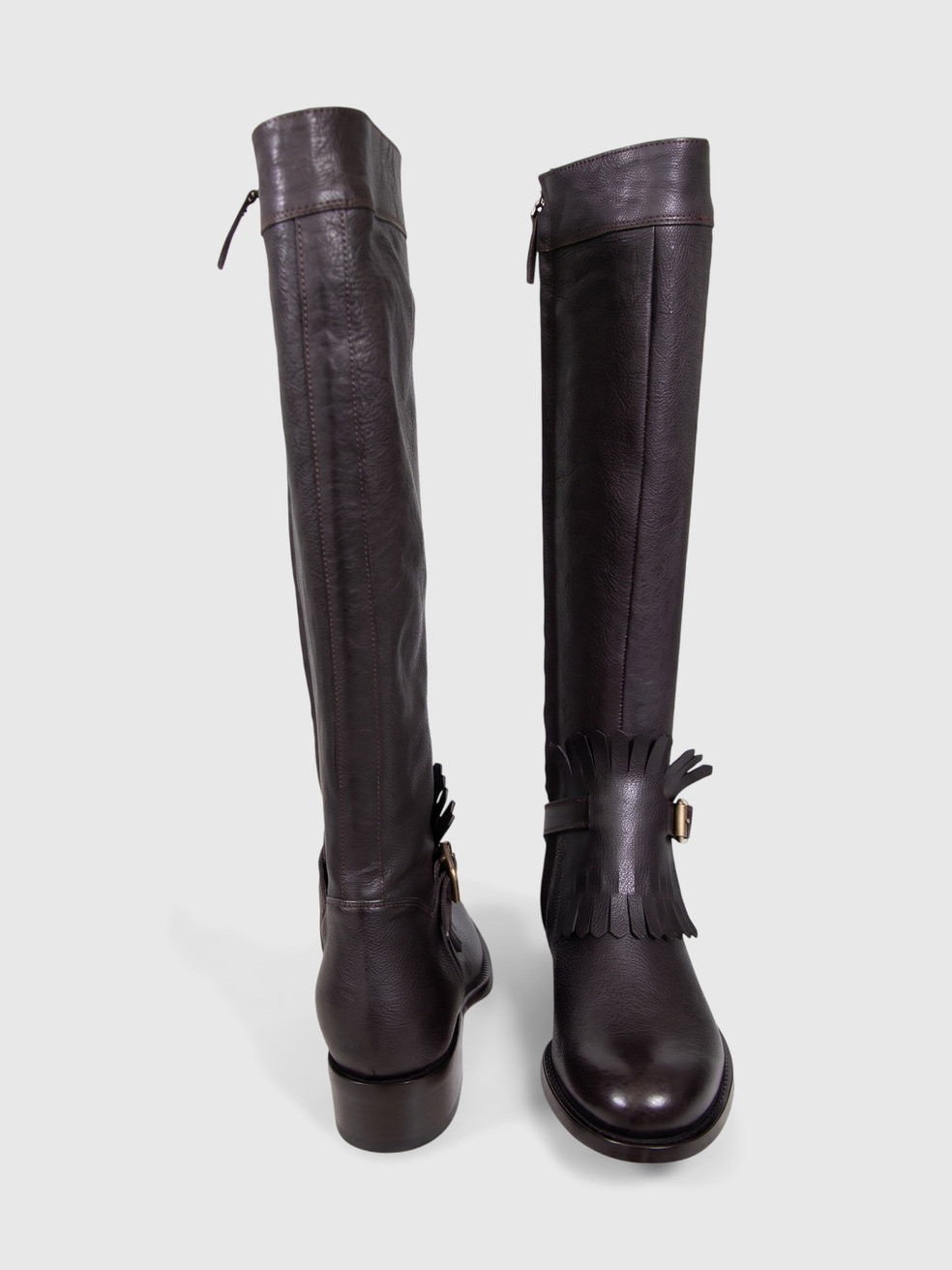 Brown Leather Knee High Boots