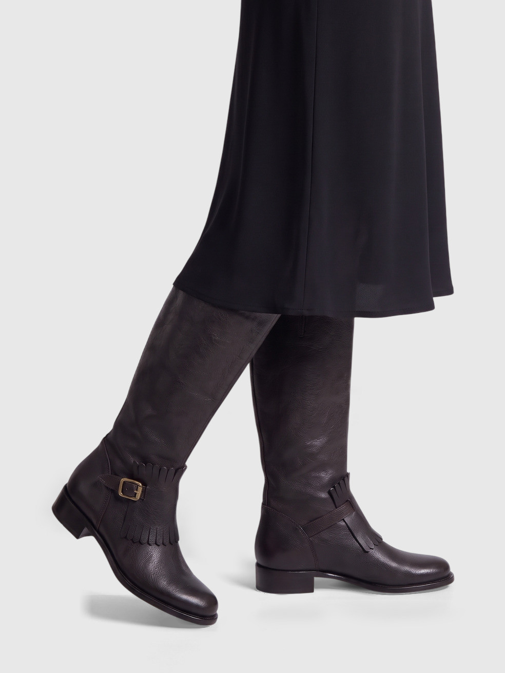 Brown Leather Knee High Boots