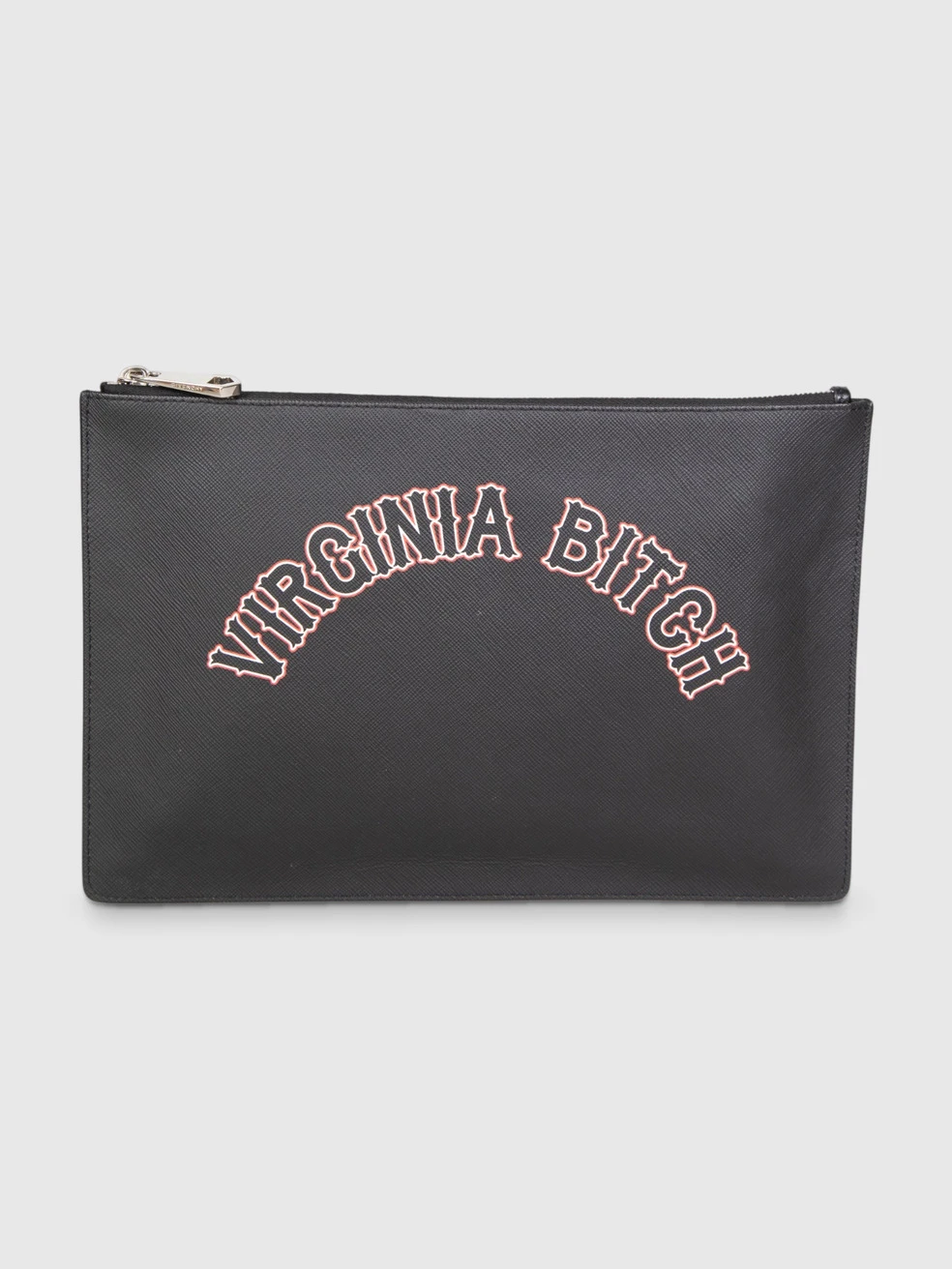 Black Saffiano Faux Leather Clutch