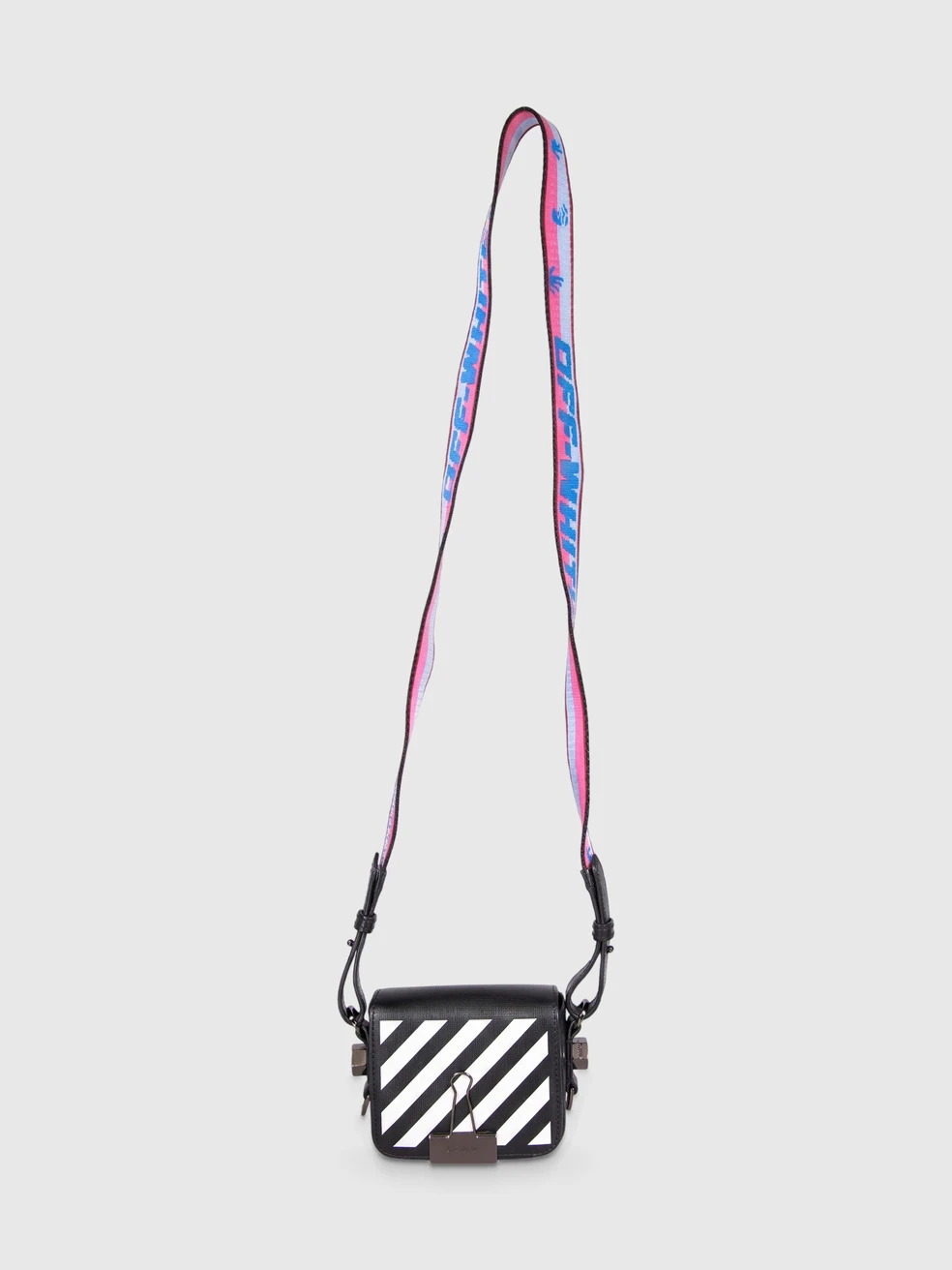 Black & White Leather Diag Flap Bag