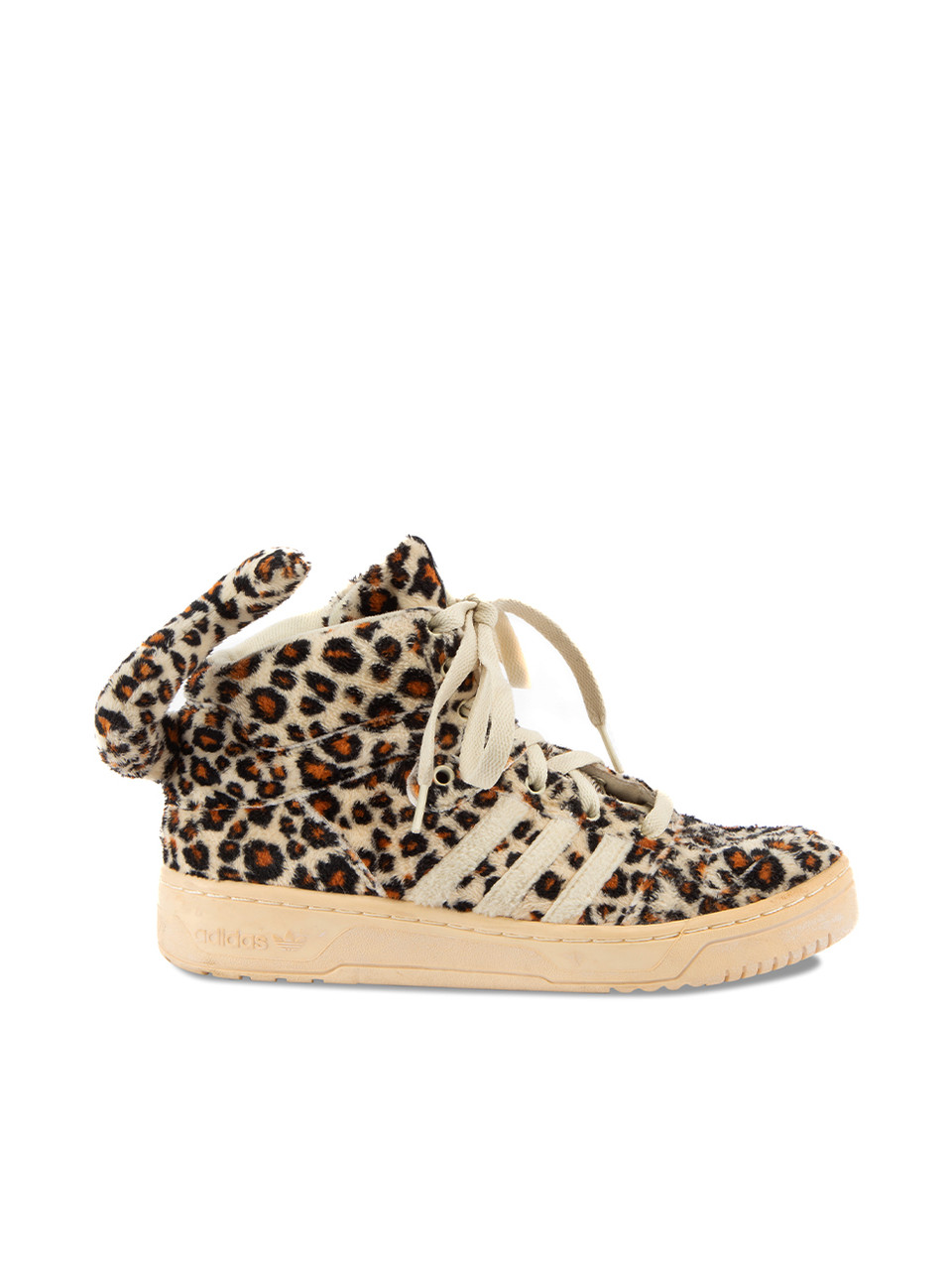 Adidas x Jeremy Scott Leopard Print Fluffy Sneakers With Tail Detail