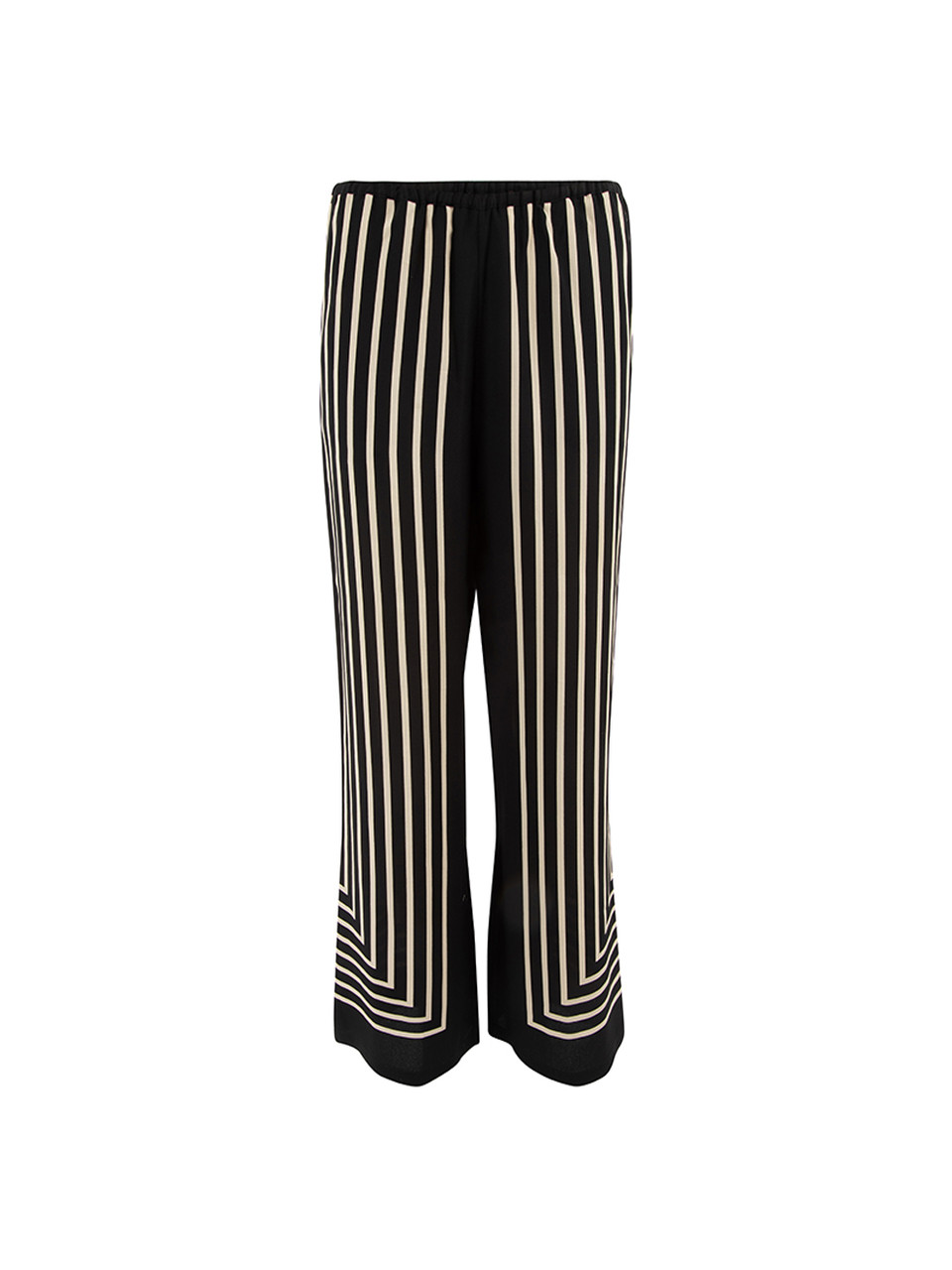 Totême Black & Cream Silk Striped Trousers