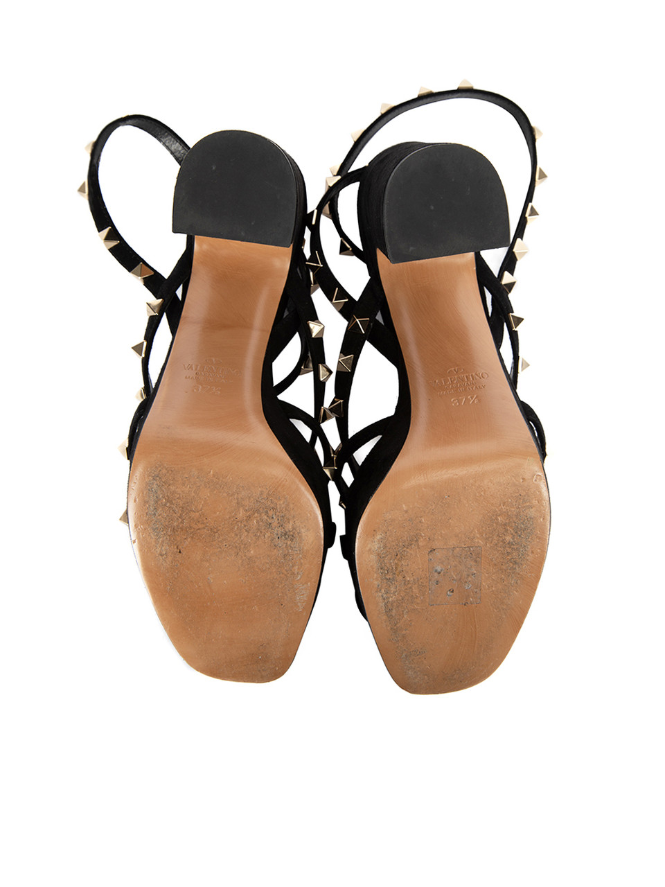 Valentino Garavani Black Suede Rockstud Platform Heel Sandals