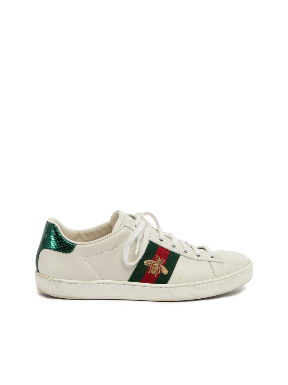 Gucci White Ace Embroidered Bee Trainers