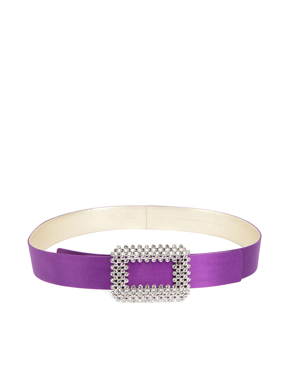 Roger Vivier Purple Satin Leather Diamanté Buckled Belt