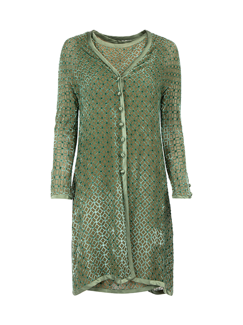 Valentino Spa Vintage Green Velvet Cardigan & Dress Set