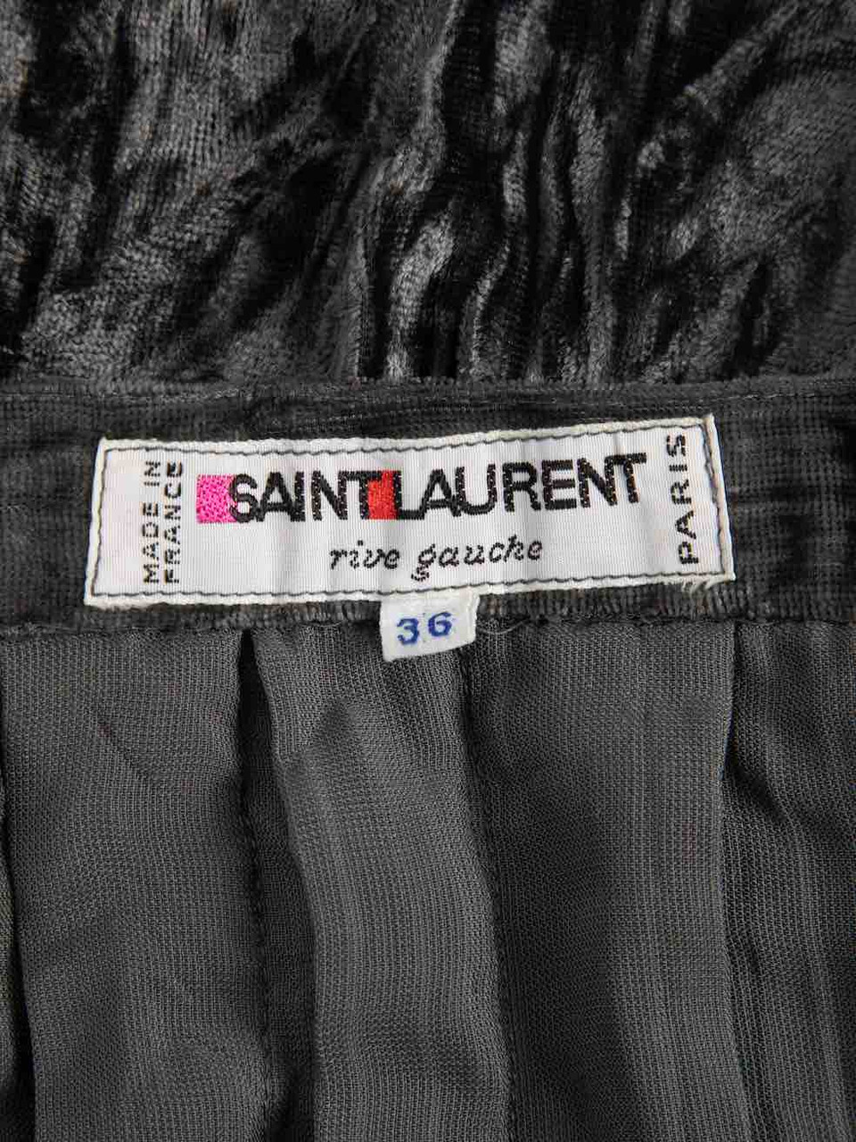 Yves Saint Laurent Rive Gauche Vintage Anthracite Crushed Velvet Wrap Skirt