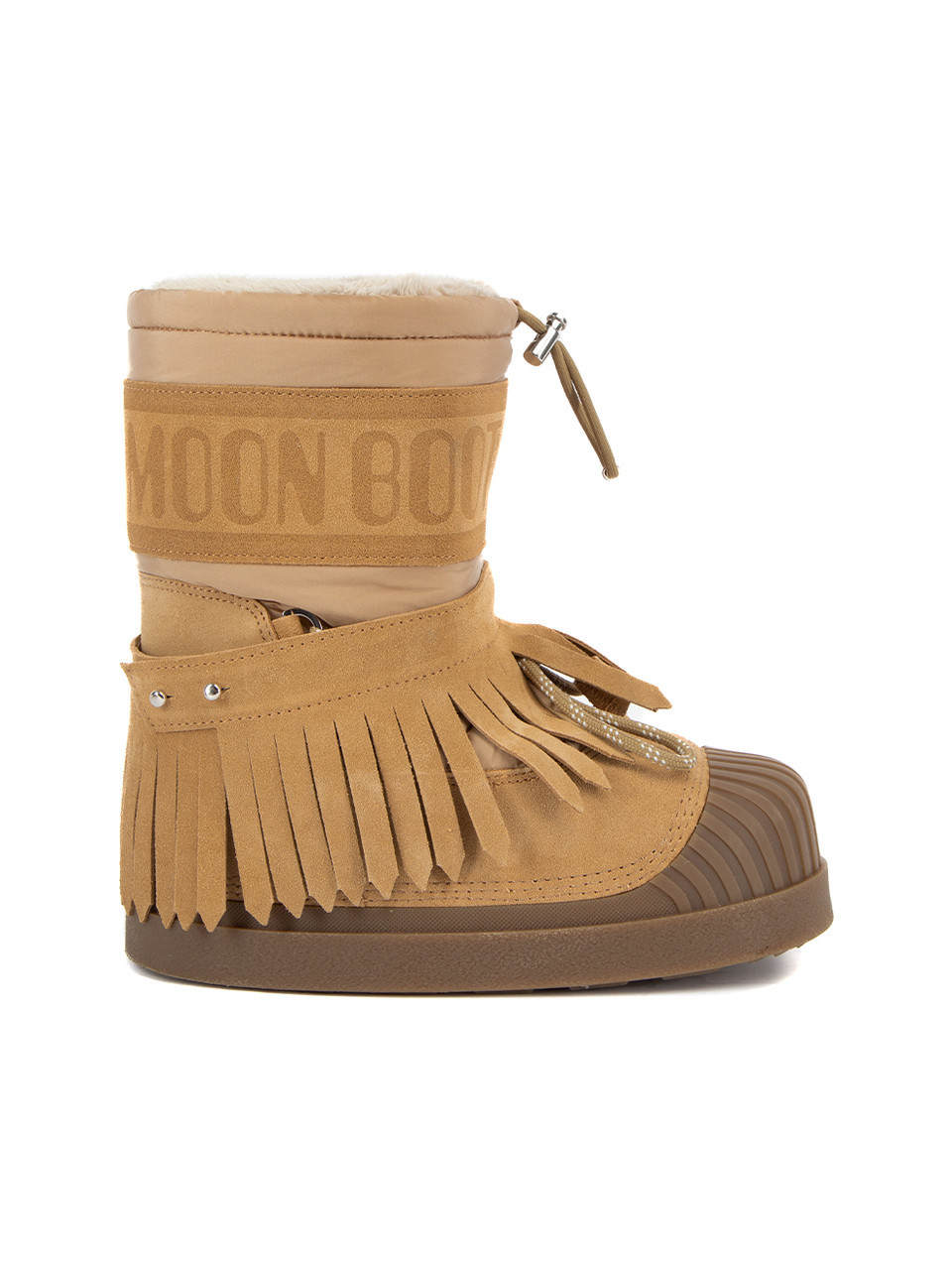 Moon Boot Moon Boot X Moncler Brown Fringed Suede Snow Boots