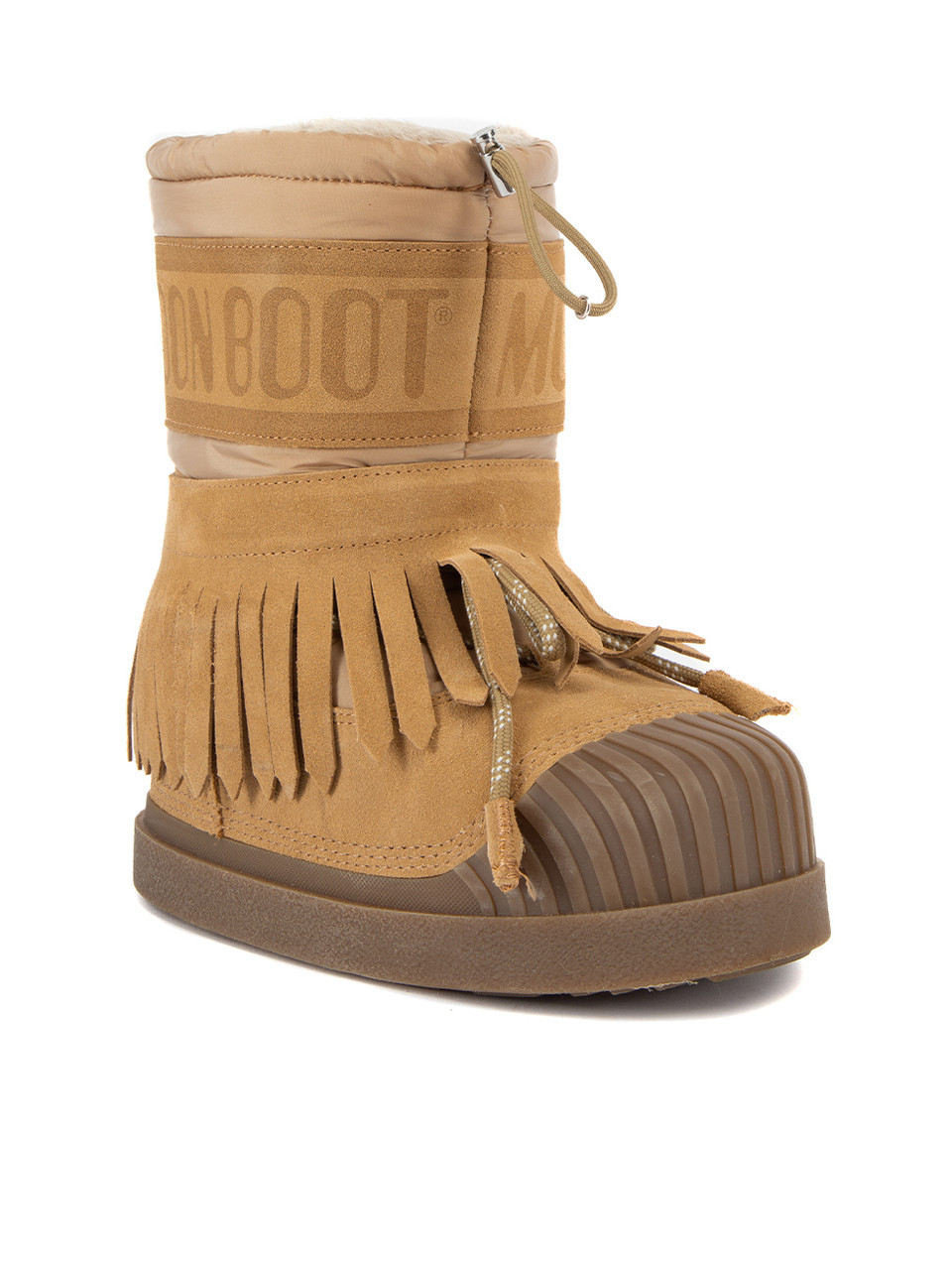Moon Boot Moon Boot X Moncler Brown Fringed Suede Snow Boots